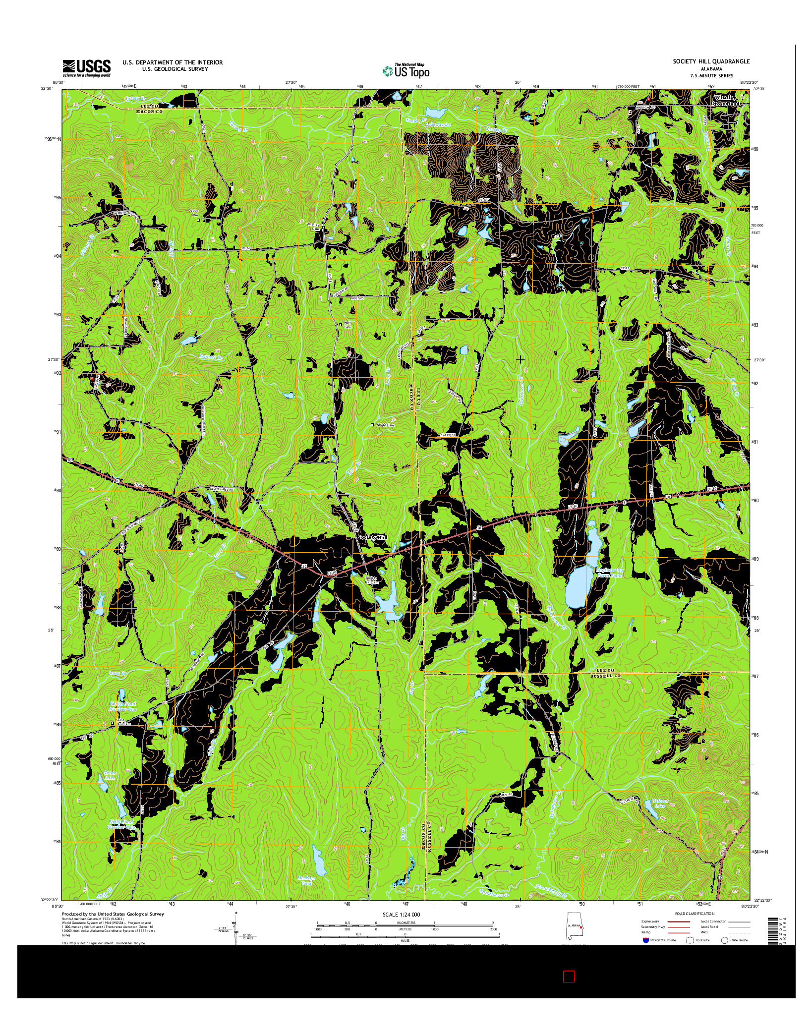 USGS US TOPO 7.5-MINUTE MAP FOR SOCIETY HILL, AL 2014