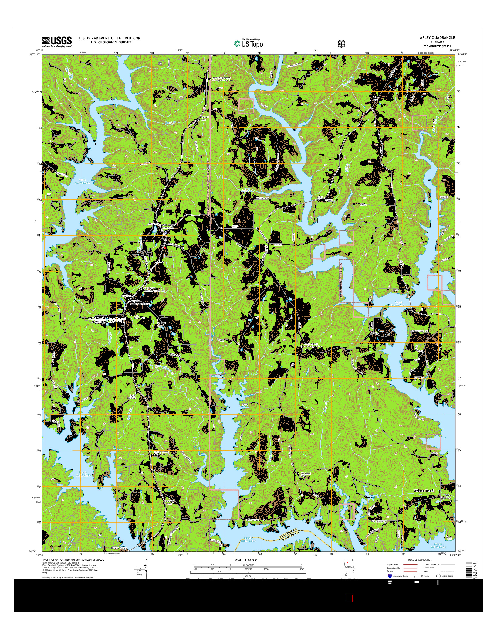 USGS US TOPO 7.5-MINUTE MAP FOR ARLEY, AL 2014