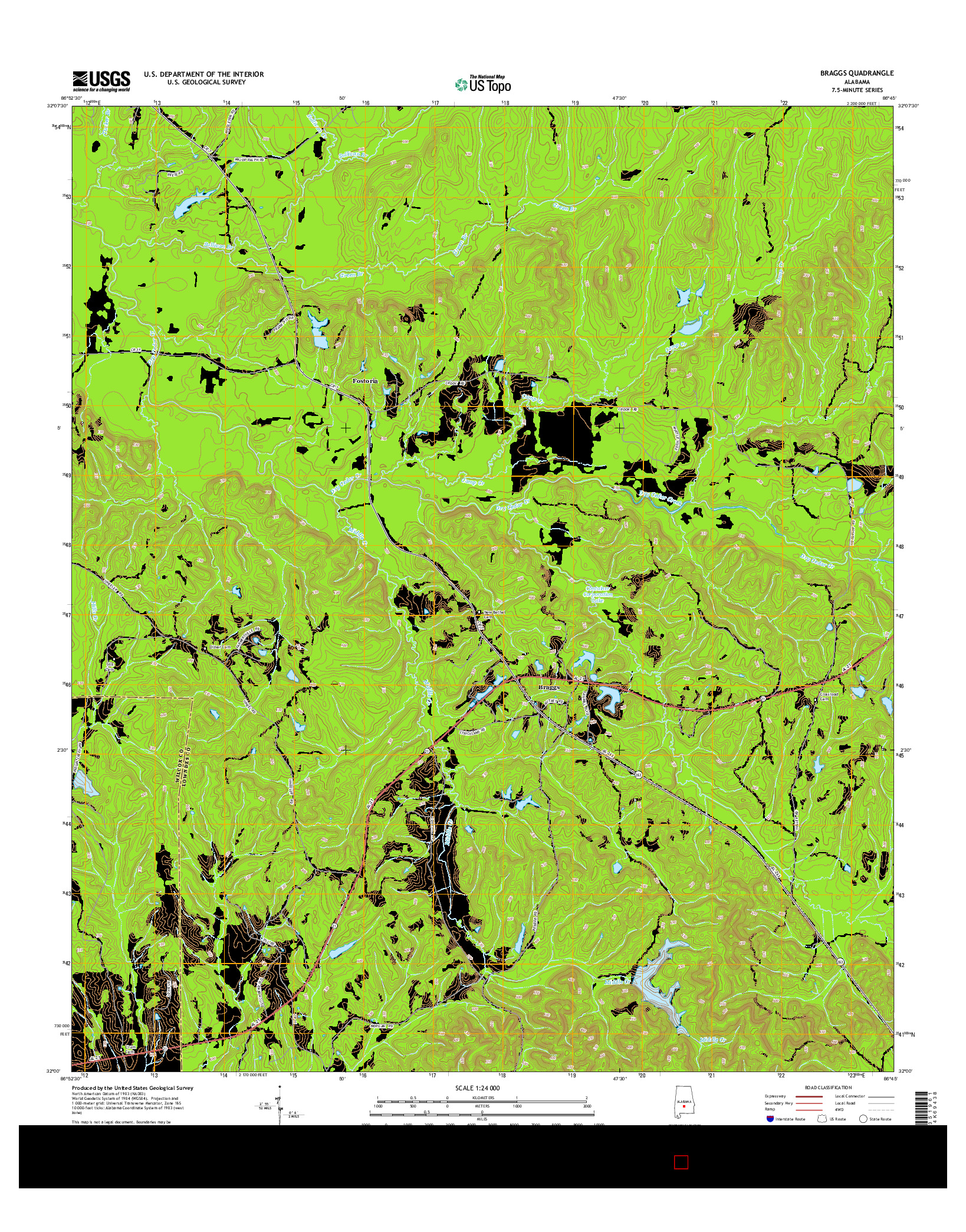 USGS US TOPO 7.5-MINUTE MAP FOR BRAGGS, AL 2014