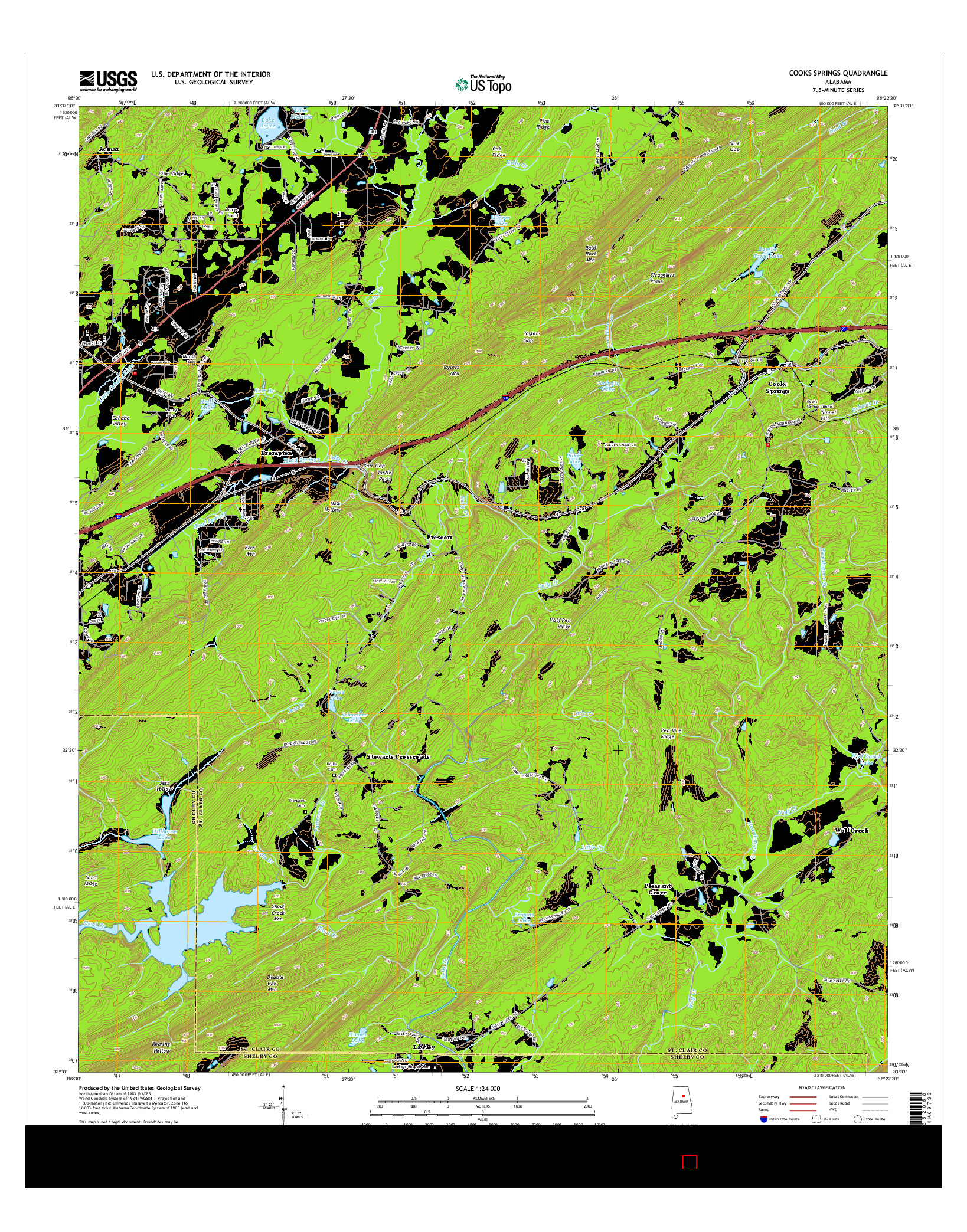 USGS US TOPO 7.5-MINUTE MAP FOR COOKS SPRINGS, AL 2014