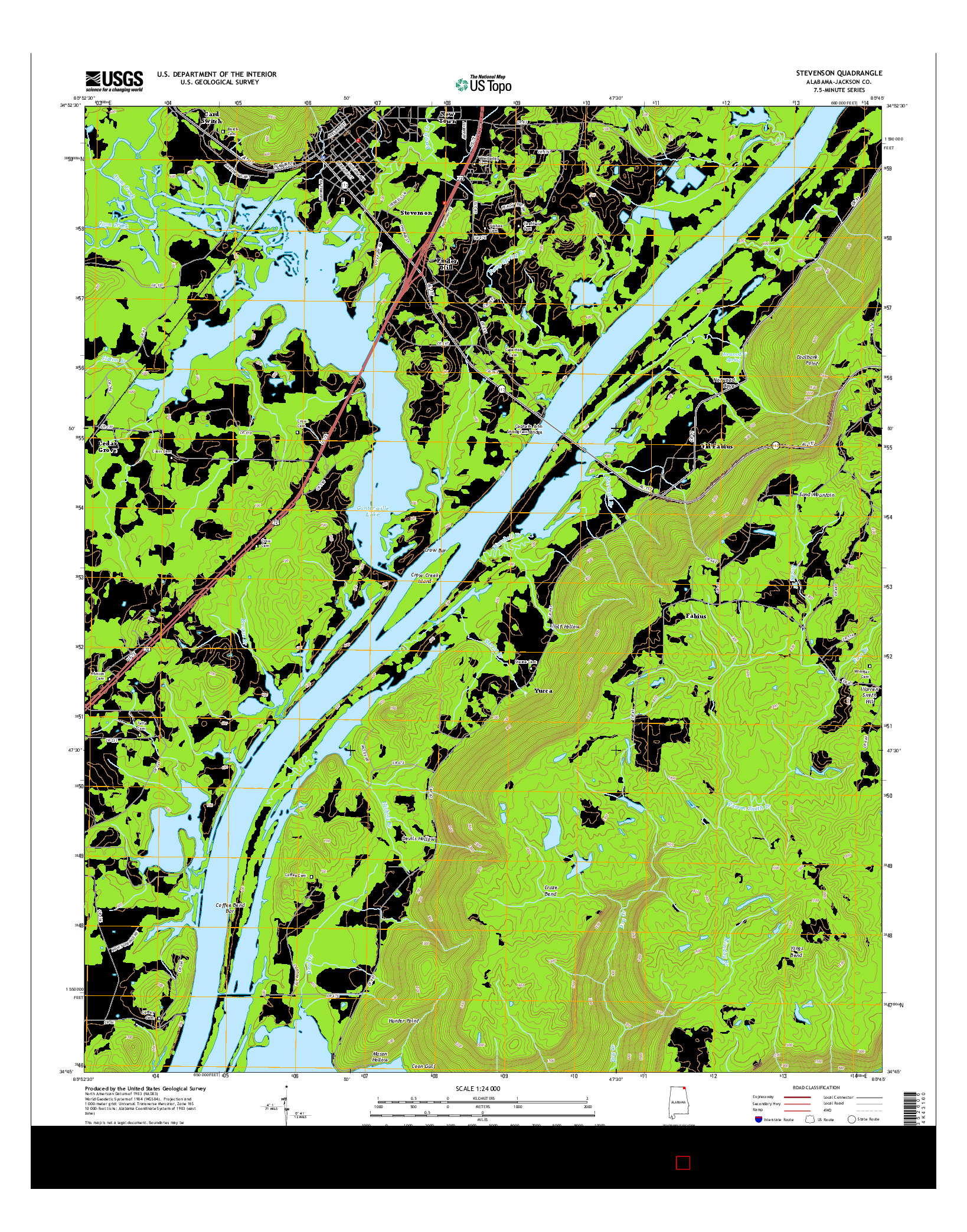 USGS US TOPO 7.5-MINUTE MAP FOR STEVENSON, AL 2014