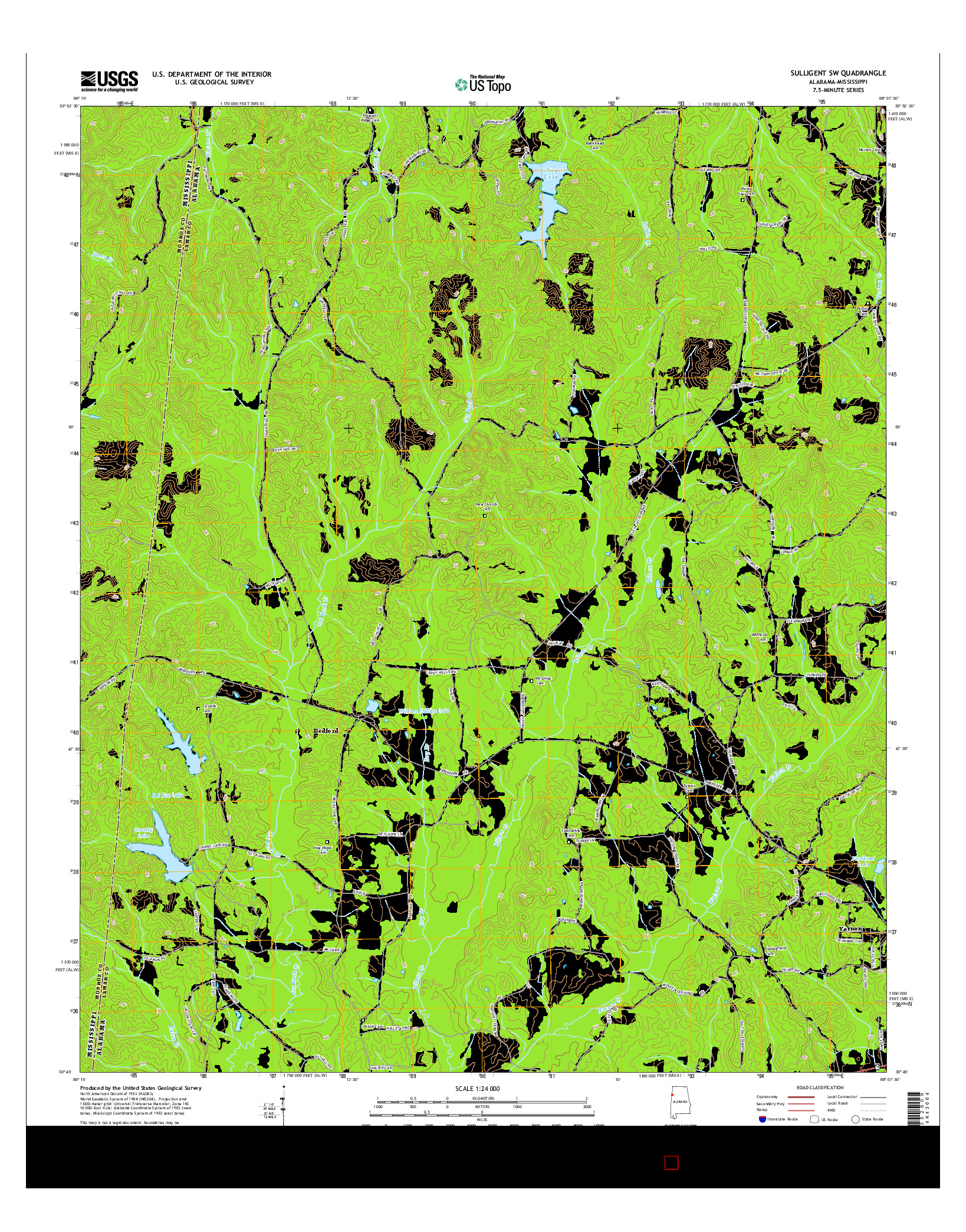 USGS US TOPO 7.5-MINUTE MAP FOR SULLIGENT SW, AL-MS 2014