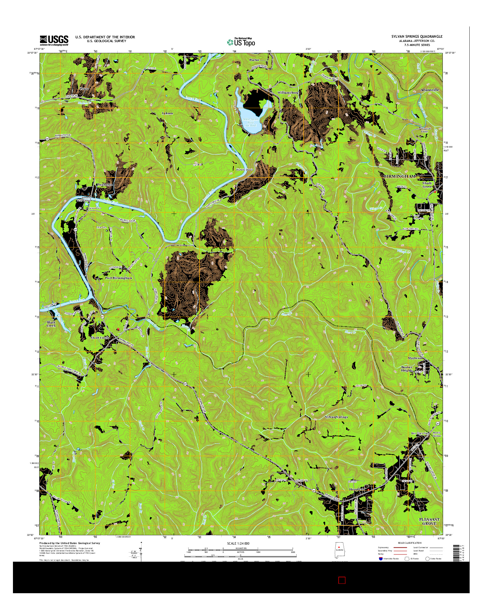 USGS US TOPO 7.5-MINUTE MAP FOR SYLVAN SPRINGS, AL 2014