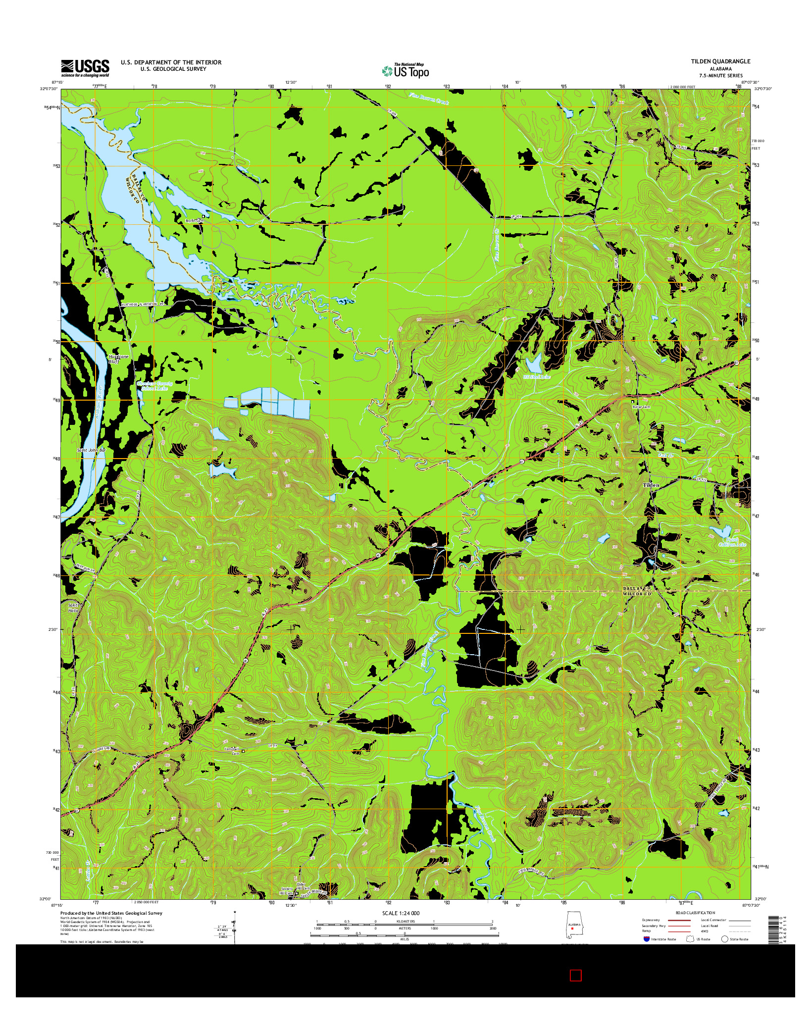 USGS US TOPO 7.5-MINUTE MAP FOR TILDEN, AL 2014