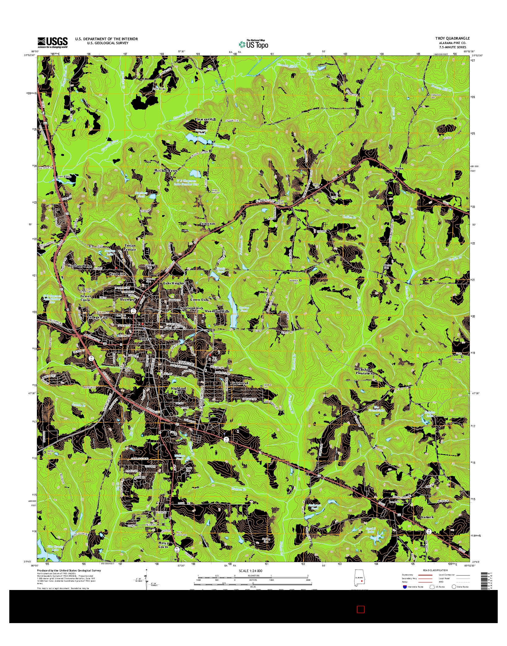 USGS US TOPO 7.5-MINUTE MAP FOR TROY, AL 2014