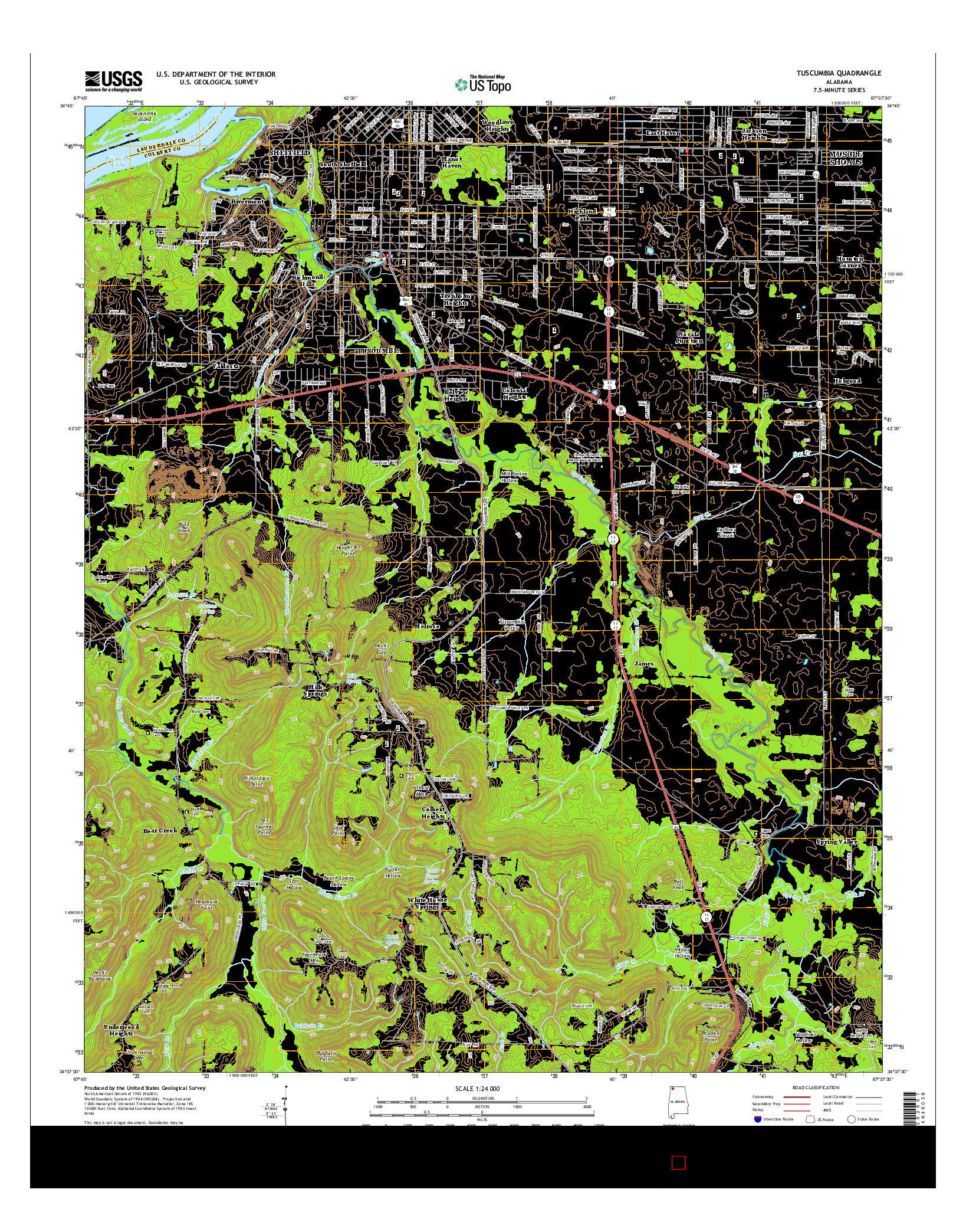 USGS US TOPO 7.5-MINUTE MAP FOR TUSCUMBIA, AL 2014