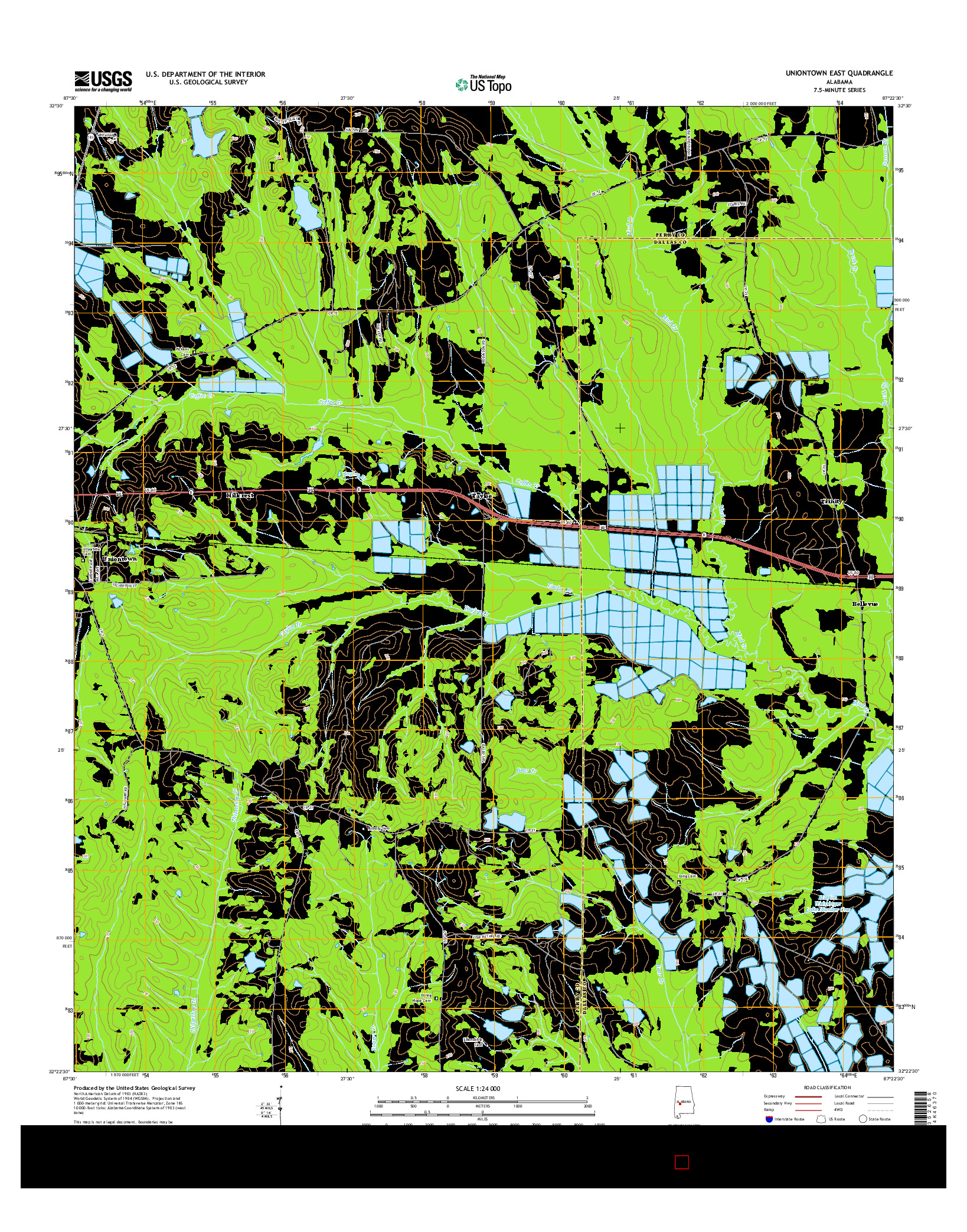 USGS US TOPO 7.5-MINUTE MAP FOR UNIONTOWN EAST, AL 2014