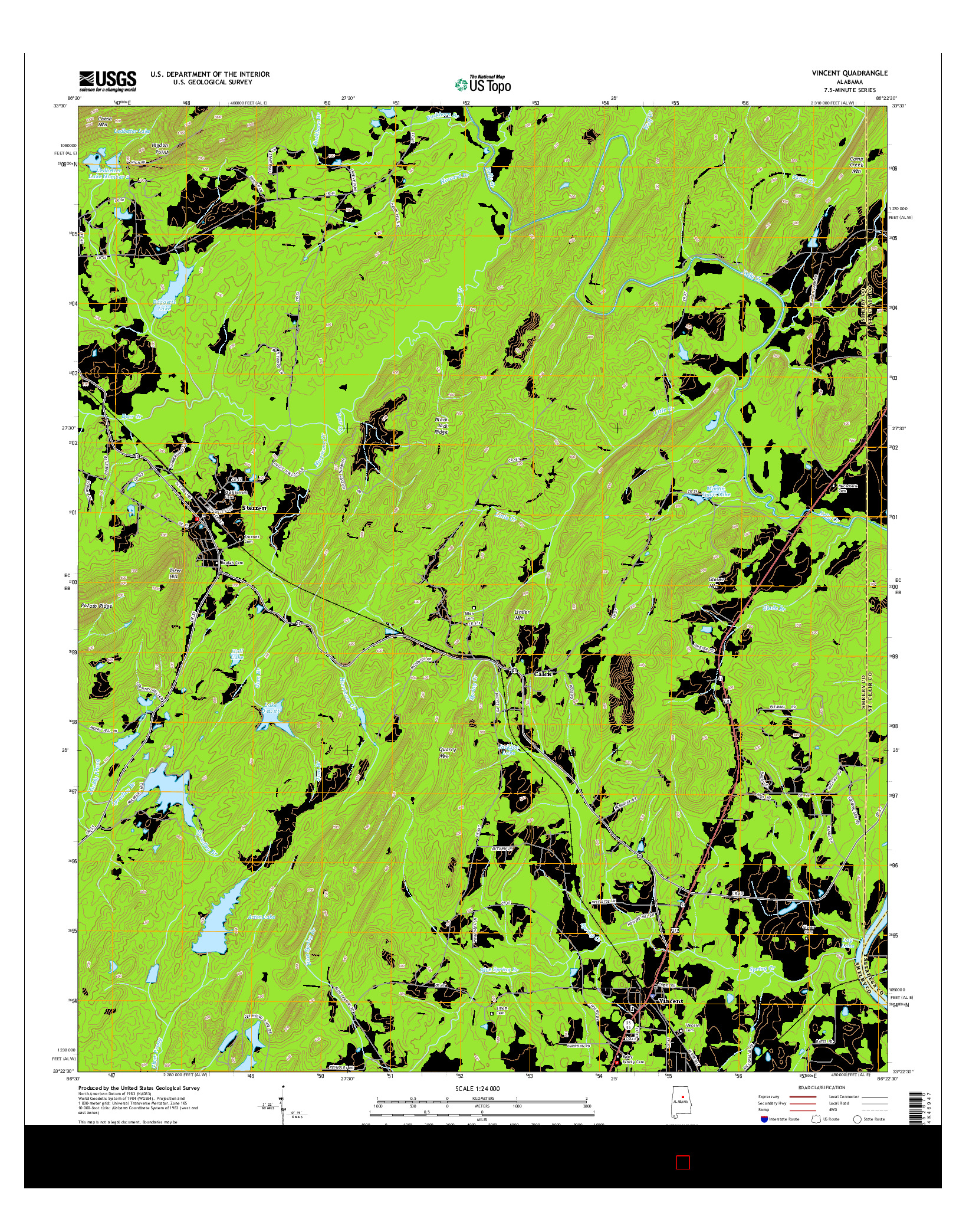 USGS US TOPO 7.5-MINUTE MAP FOR VINCENT, AL 2014