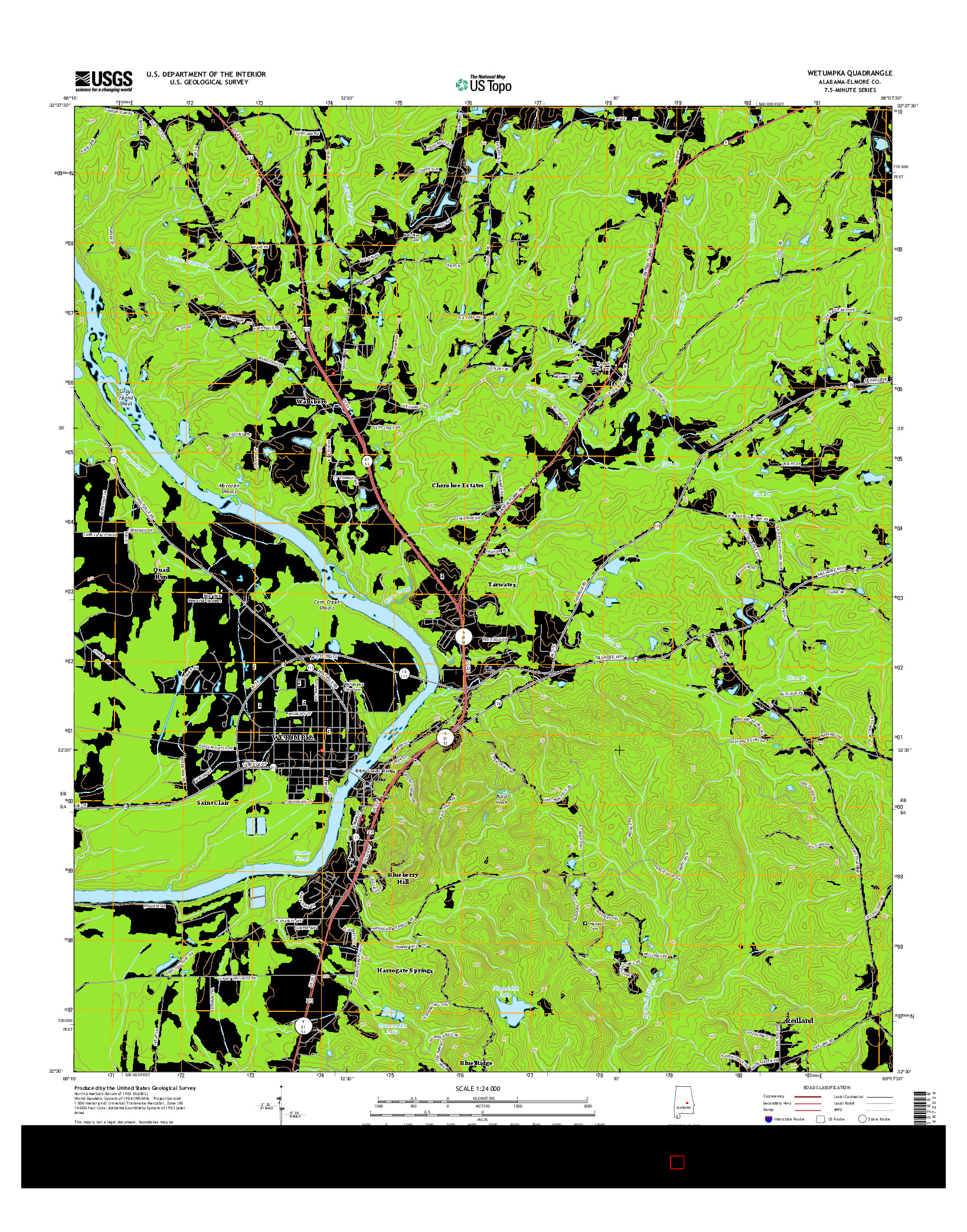 USGS US TOPO 7.5-MINUTE MAP FOR WETUMPKA, AL 2014