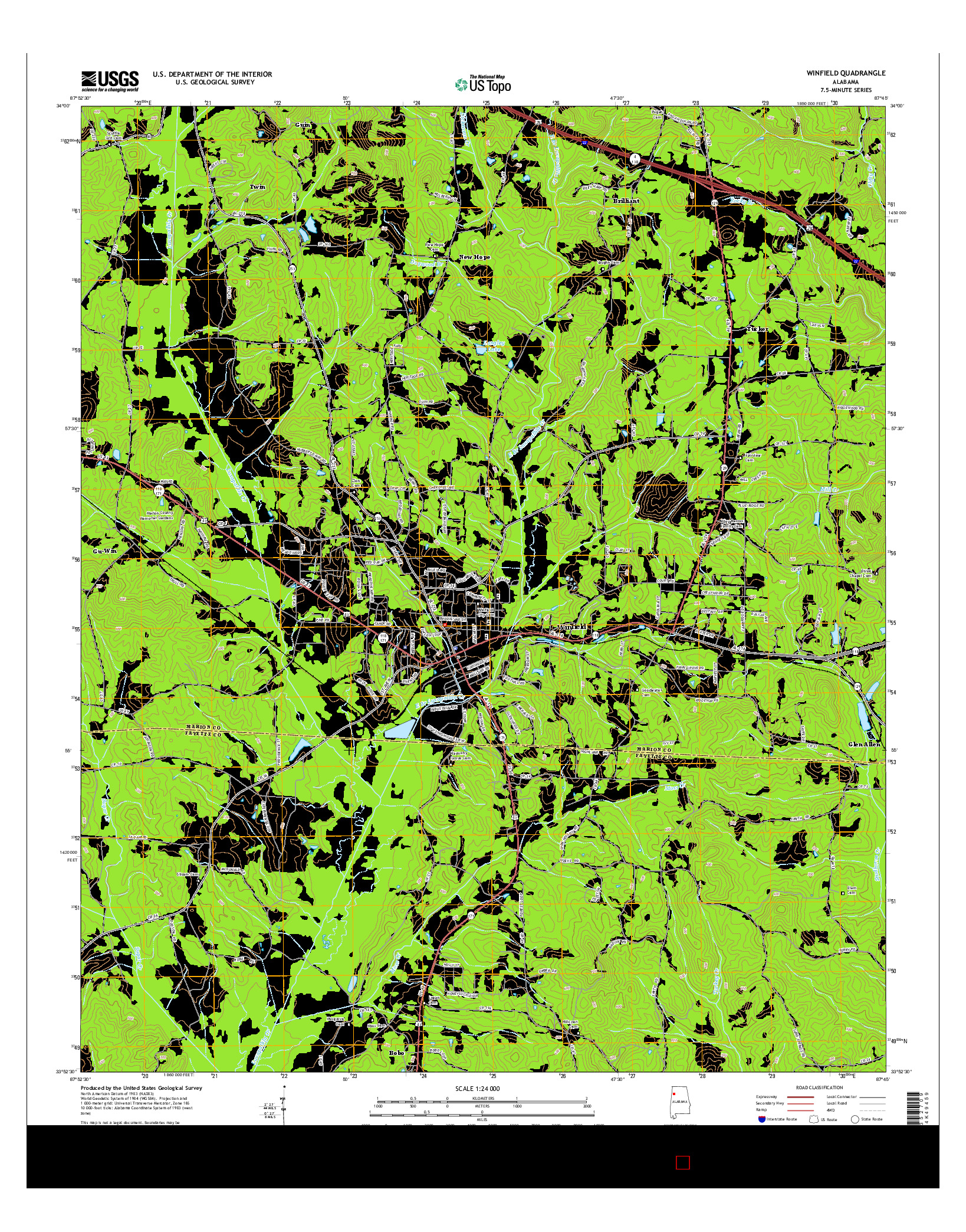 USGS US TOPO 7.5-MINUTE MAP FOR WINFIELD, AL 2014