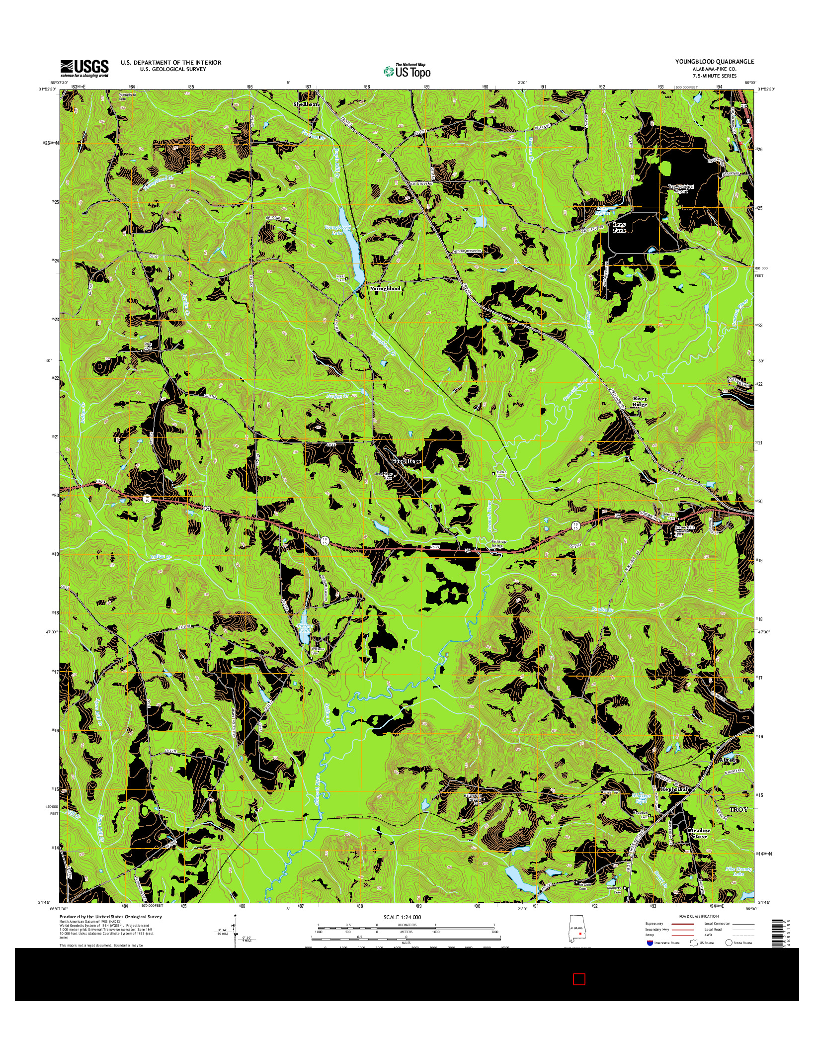 USGS US TOPO 7.5-MINUTE MAP FOR YOUNGBLOOD, AL 2014