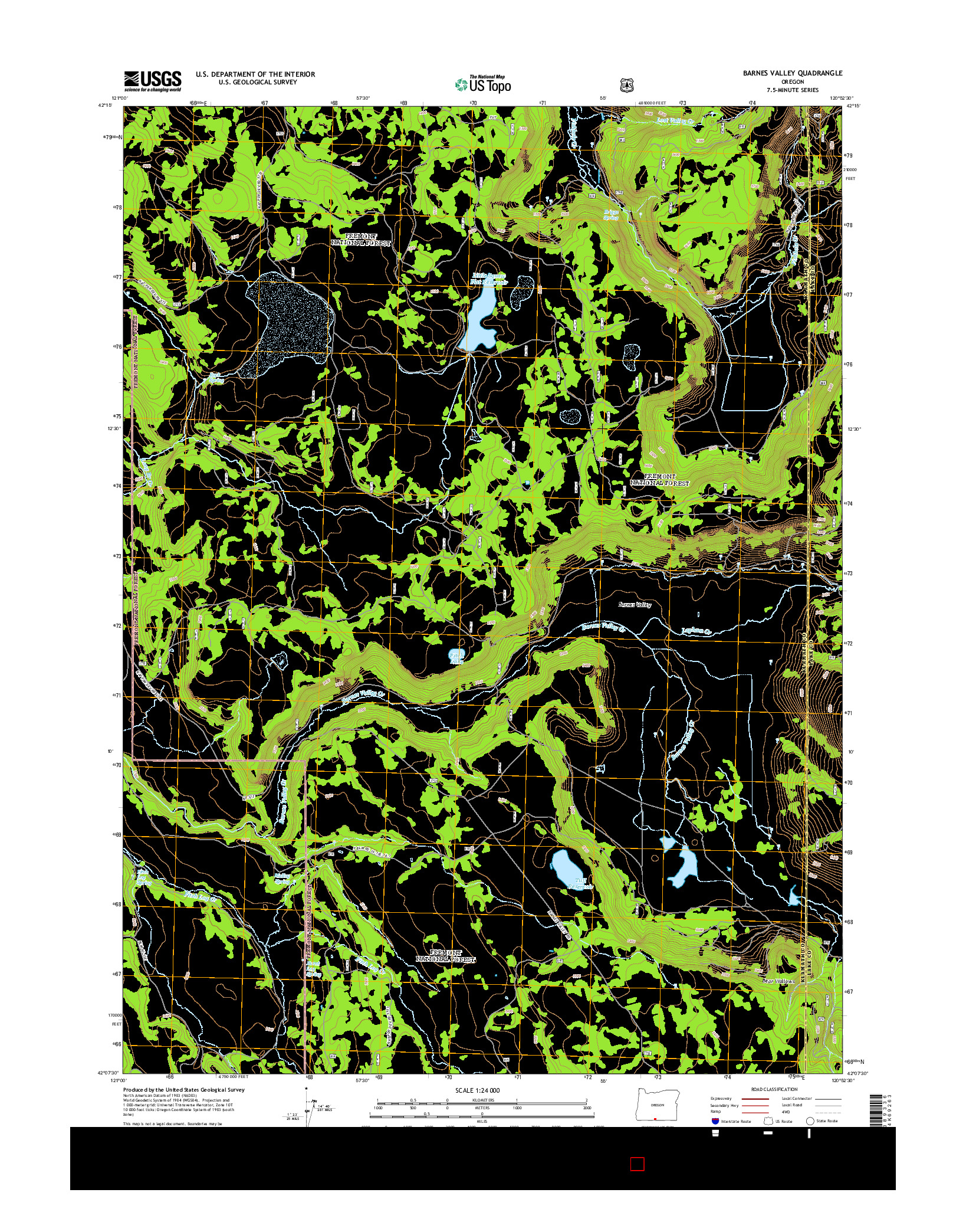 USGS US TOPO 7.5-MINUTE MAP FOR BARNES VALLEY, OR 2014