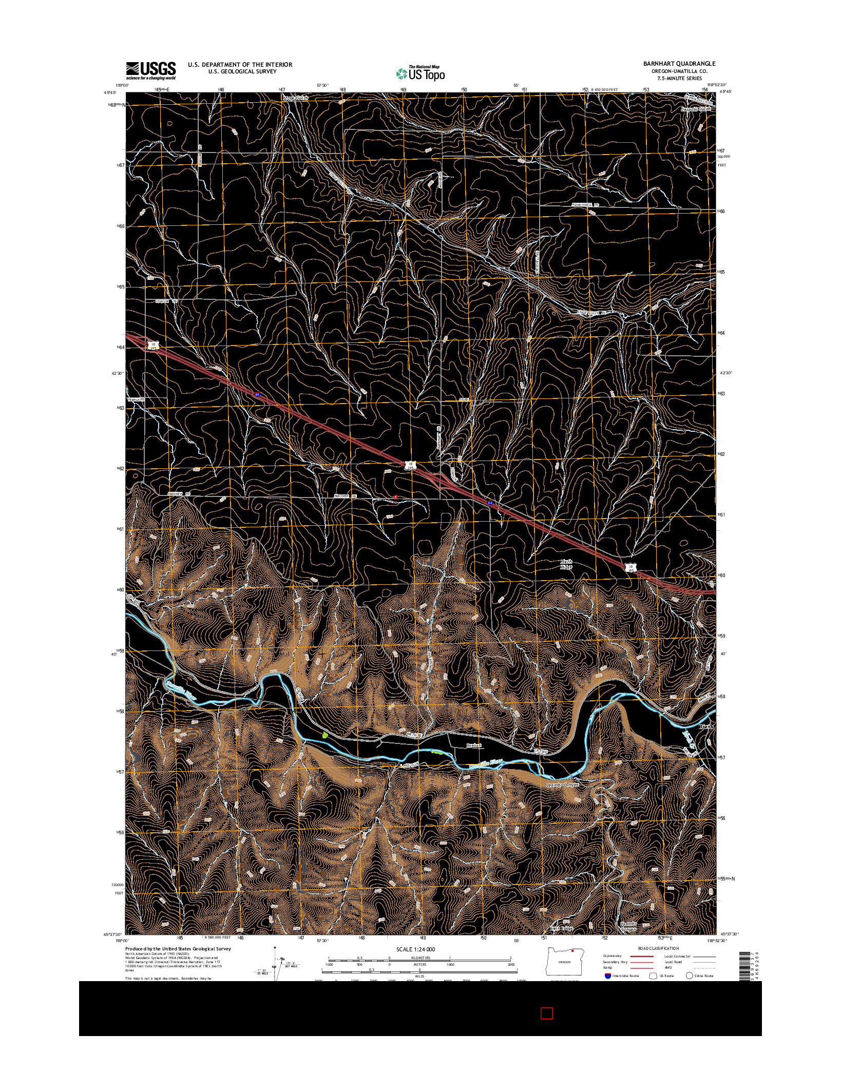 USGS US TOPO 7.5-MINUTE MAP FOR BARNHART, OR 2014