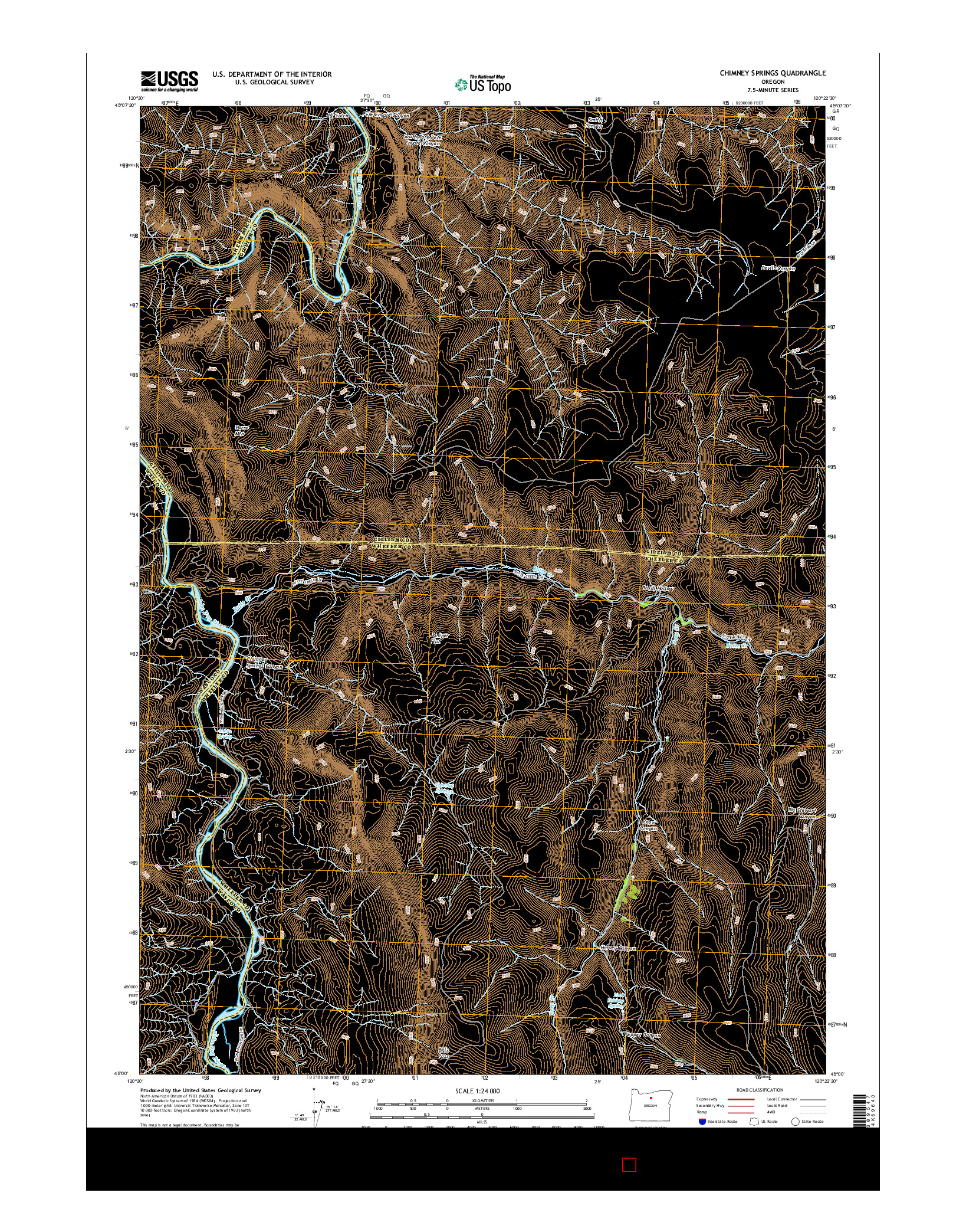 USGS US TOPO 7.5-MINUTE MAP FOR CHIMNEY SPRINGS, OR 2014