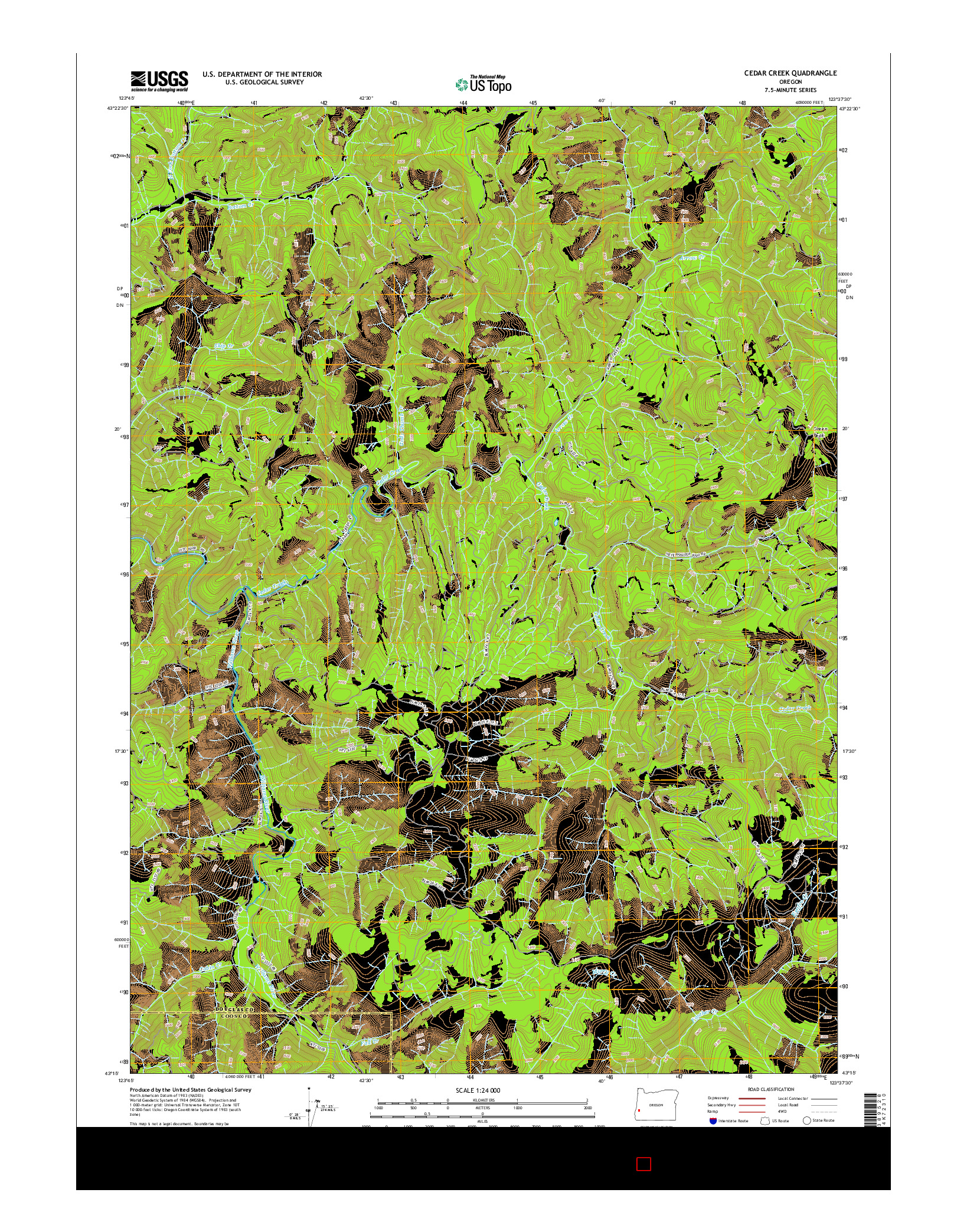 USGS US TOPO 7.5-MINUTE MAP FOR CEDAR CREEK, OR 2014
