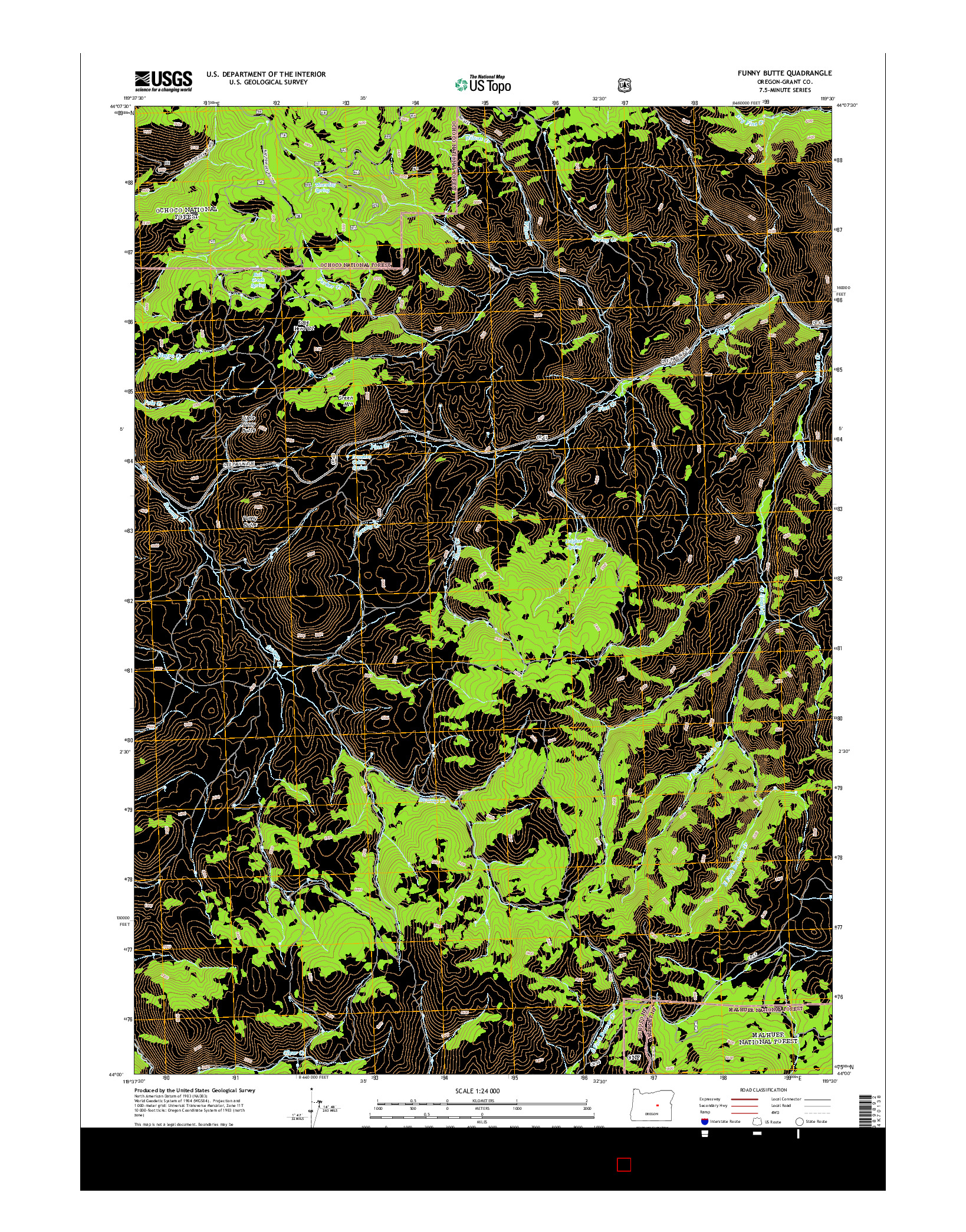 USGS US TOPO 7.5-MINUTE MAP FOR FUNNY BUTTE, OR 2014