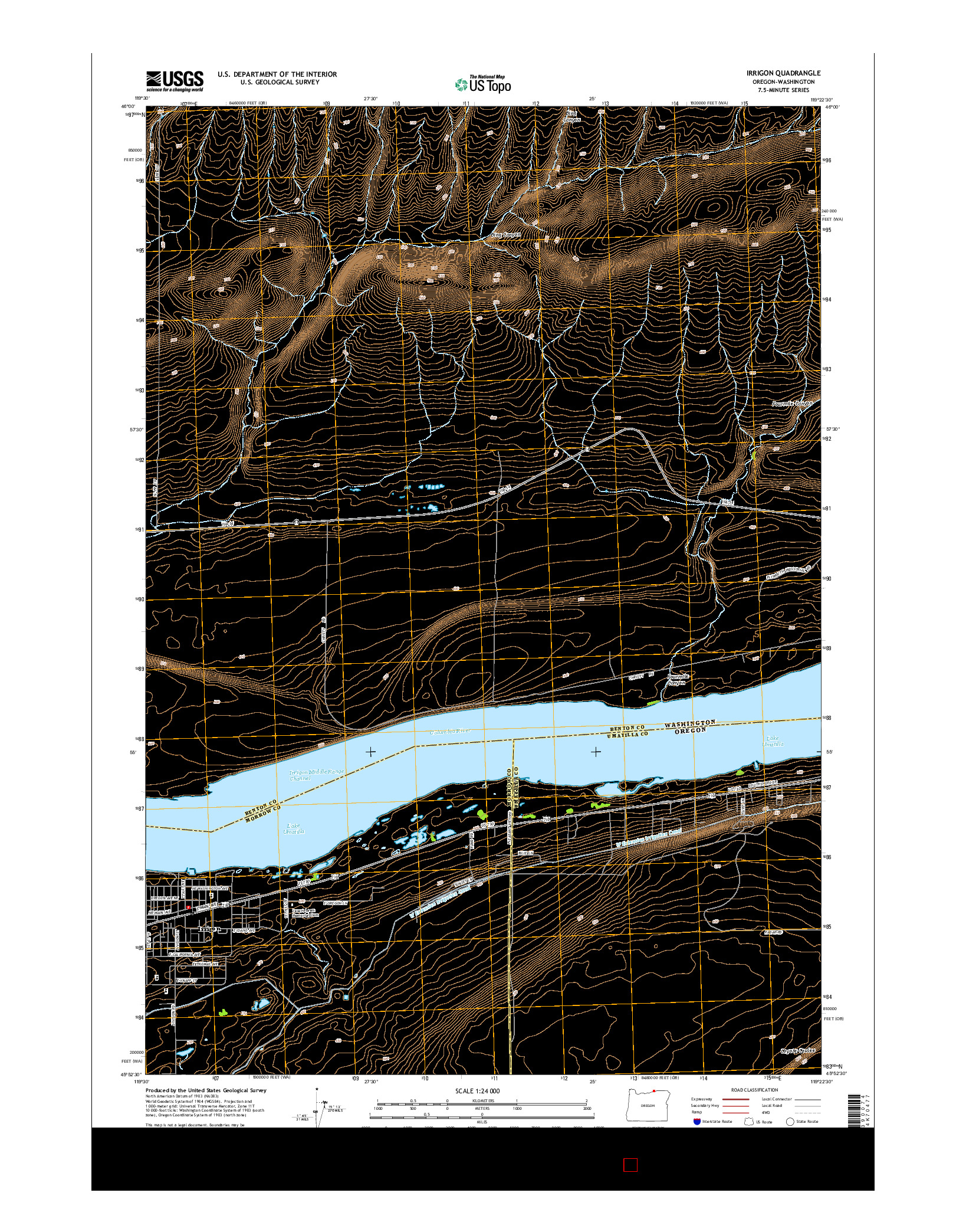 USGS US TOPO 7.5-MINUTE MAP FOR IRRIGON, OR-WA 2014