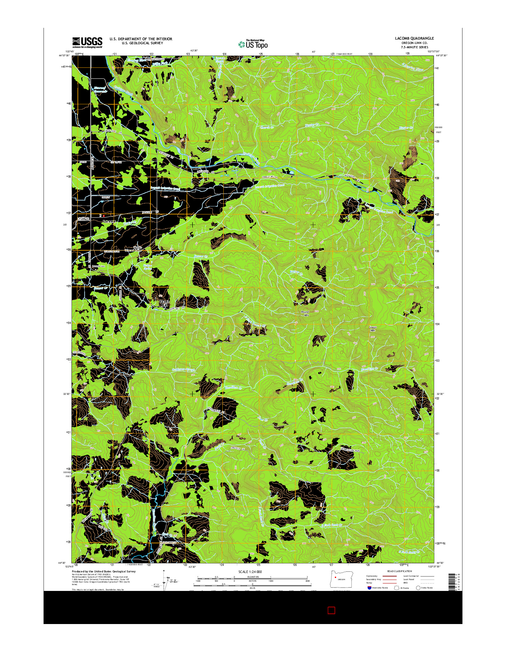 USGS US TOPO 7.5-MINUTE MAP FOR LACOMB, OR 2014