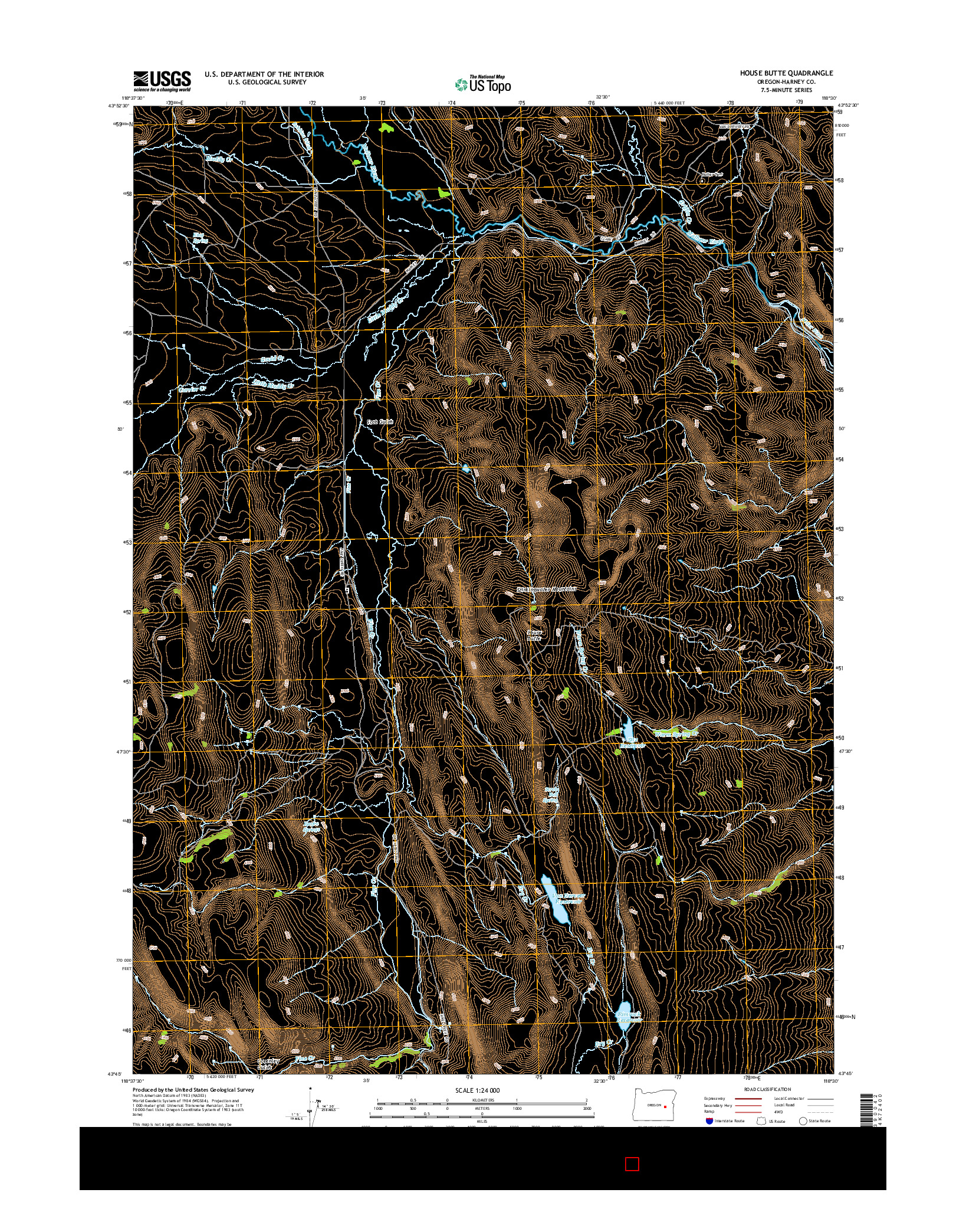 USGS US TOPO 7.5-MINUTE MAP FOR HOUSE BUTTE, OR 2014