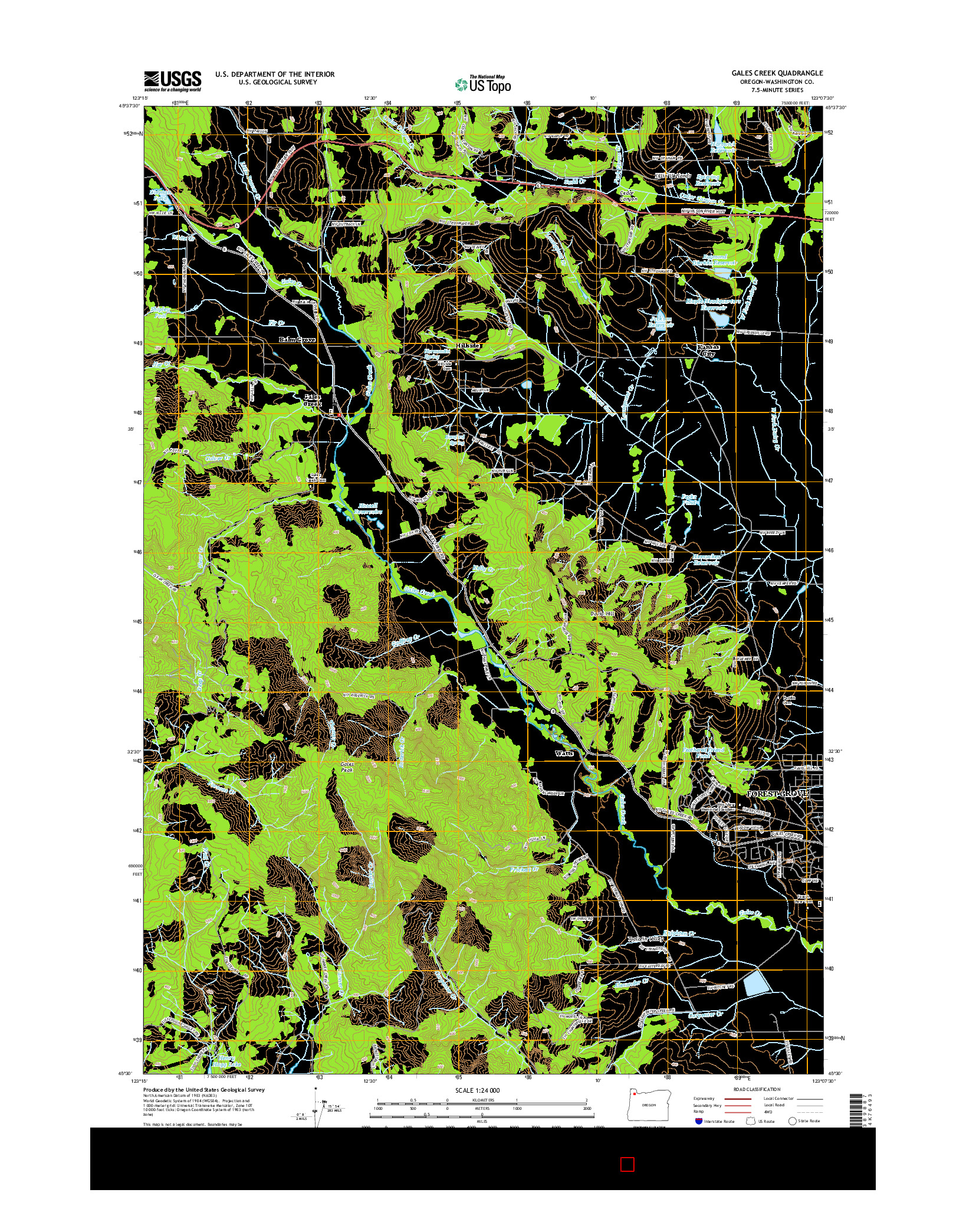 USGS US TOPO 7.5-MINUTE MAP FOR GALES CREEK, OR 2014