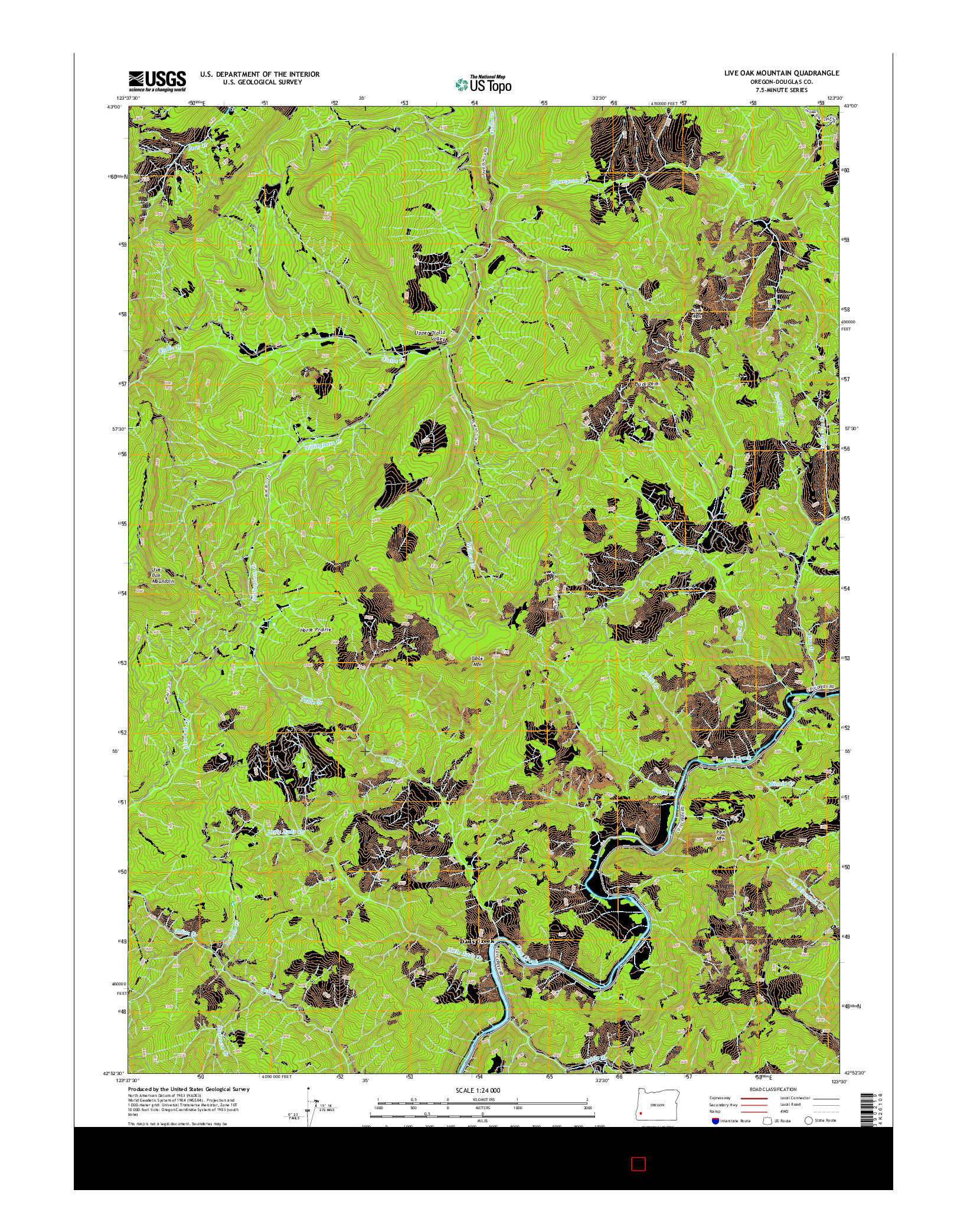 USGS US TOPO 7.5-MINUTE MAP FOR LIVE OAK MOUNTAIN, OR 2014