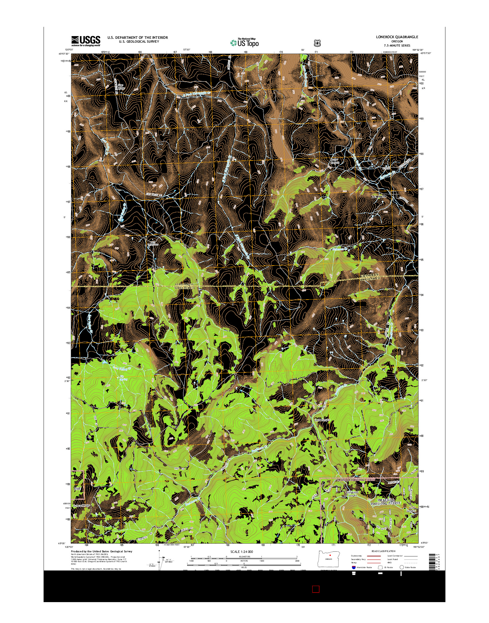 USGS US TOPO 7.5-MINUTE MAP FOR LONEROCK, OR 2014
