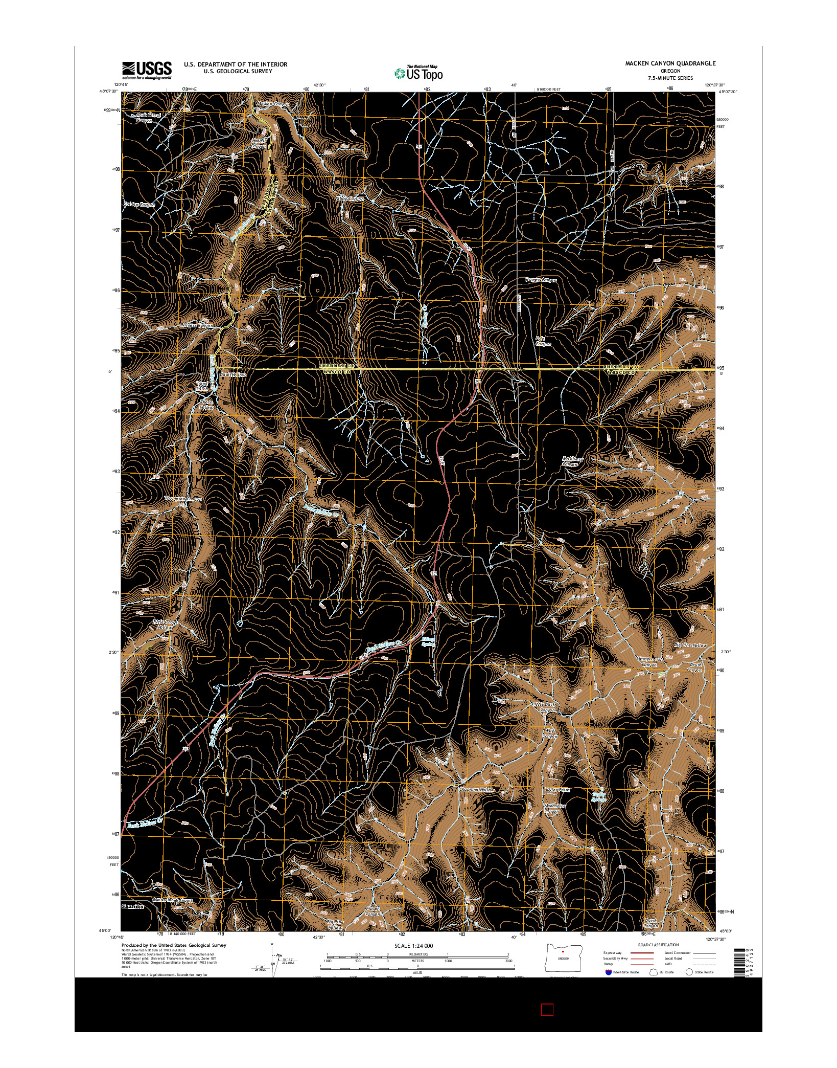 USGS US TOPO 7.5-MINUTE MAP FOR MACKEN CANYON, OR 2014