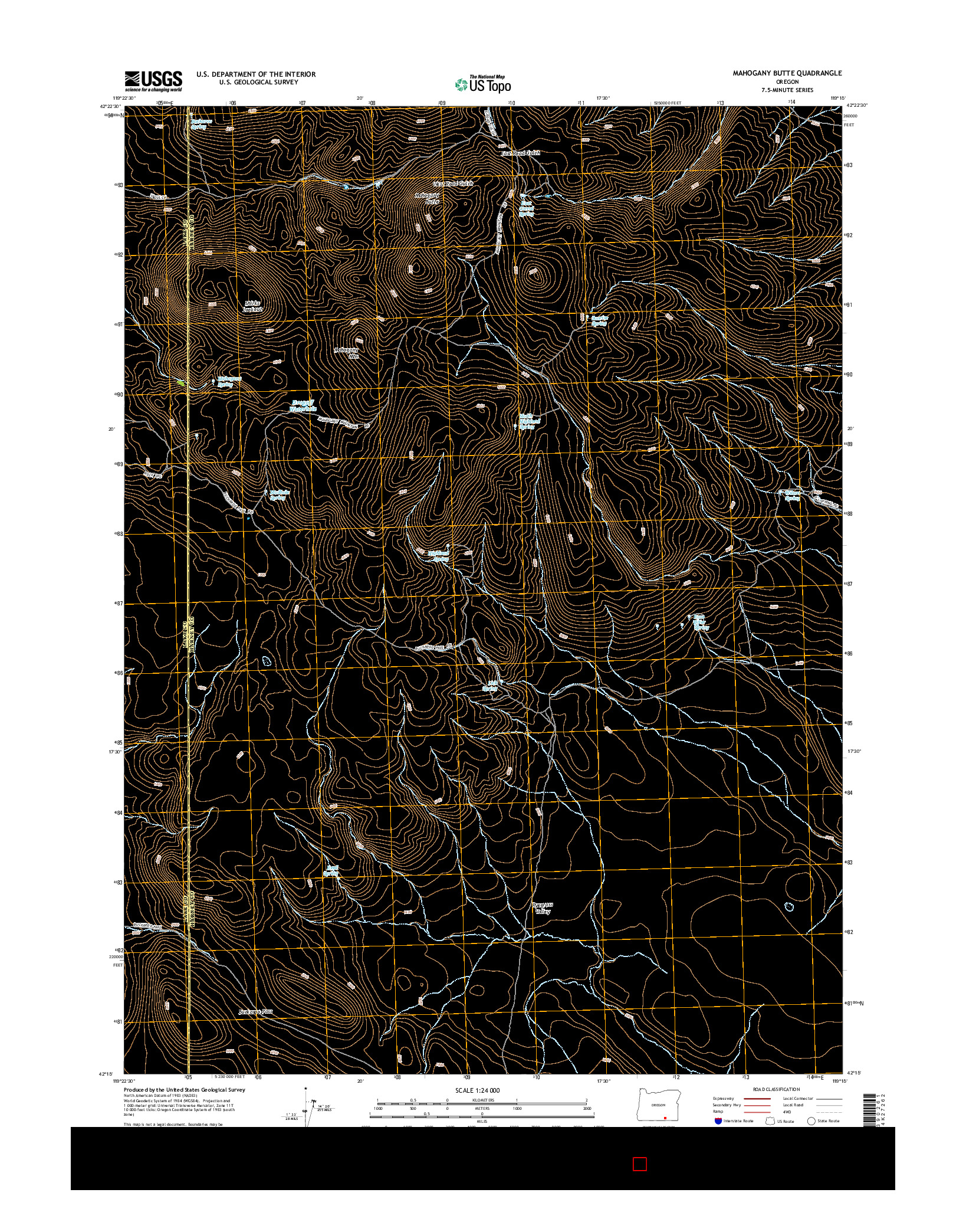USGS US TOPO 7.5-MINUTE MAP FOR MAHOGANY BUTTE, OR 2014