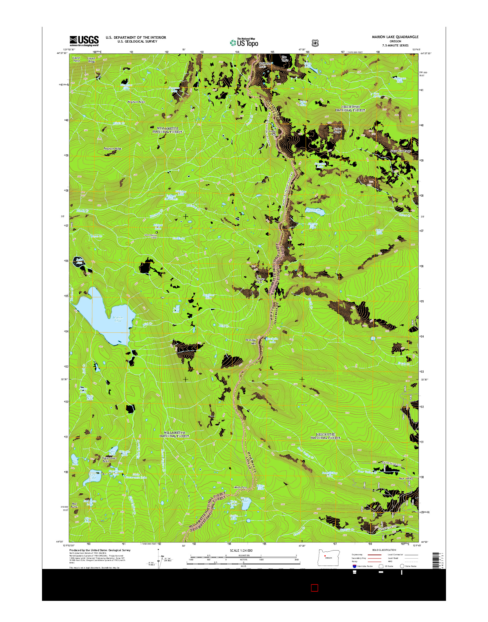 USGS US TOPO 7.5-MINUTE MAP FOR MARION LAKE, OR 2014