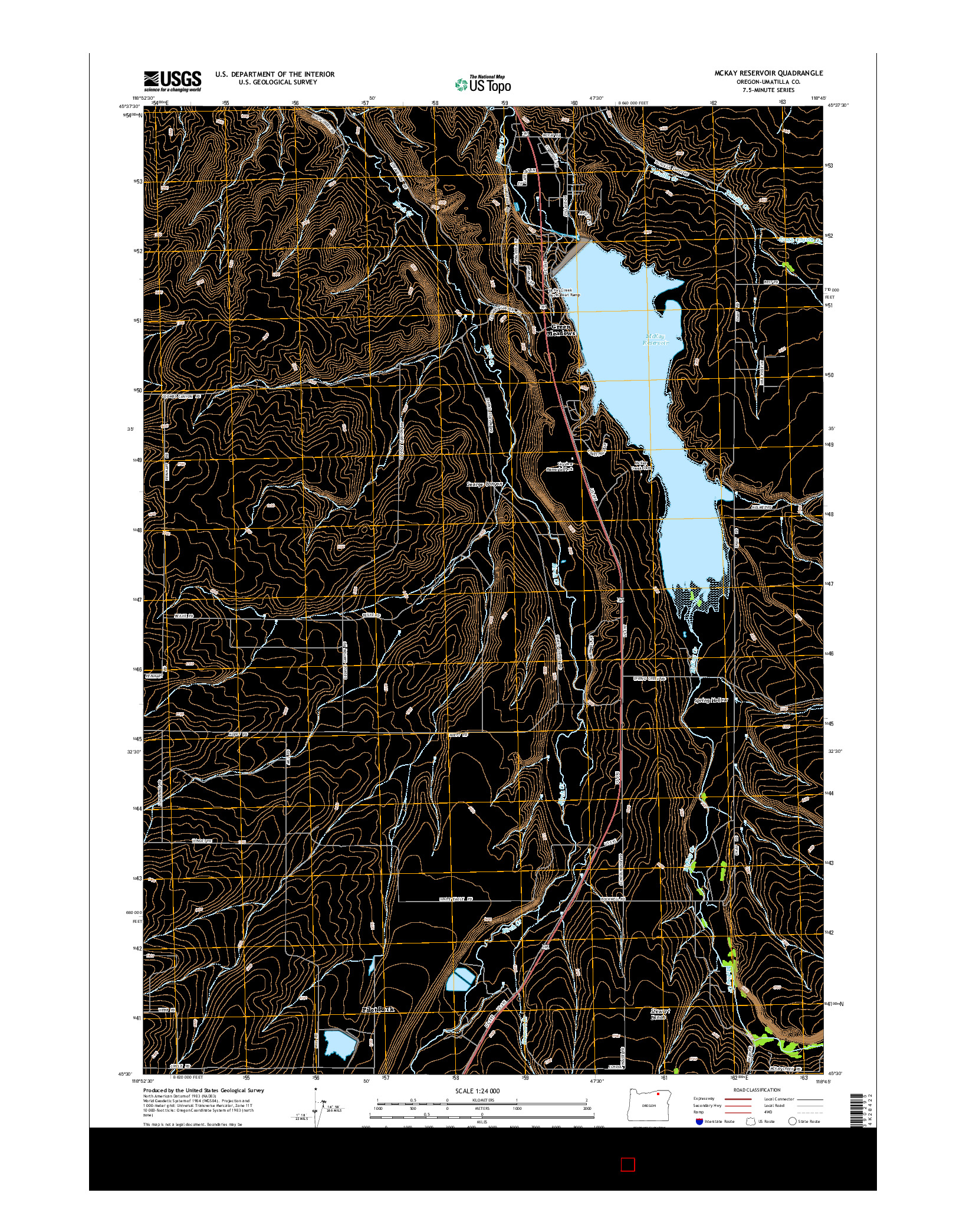 USGS US TOPO 7.5-MINUTE MAP FOR MCKAY RESERVOIR, OR 2014