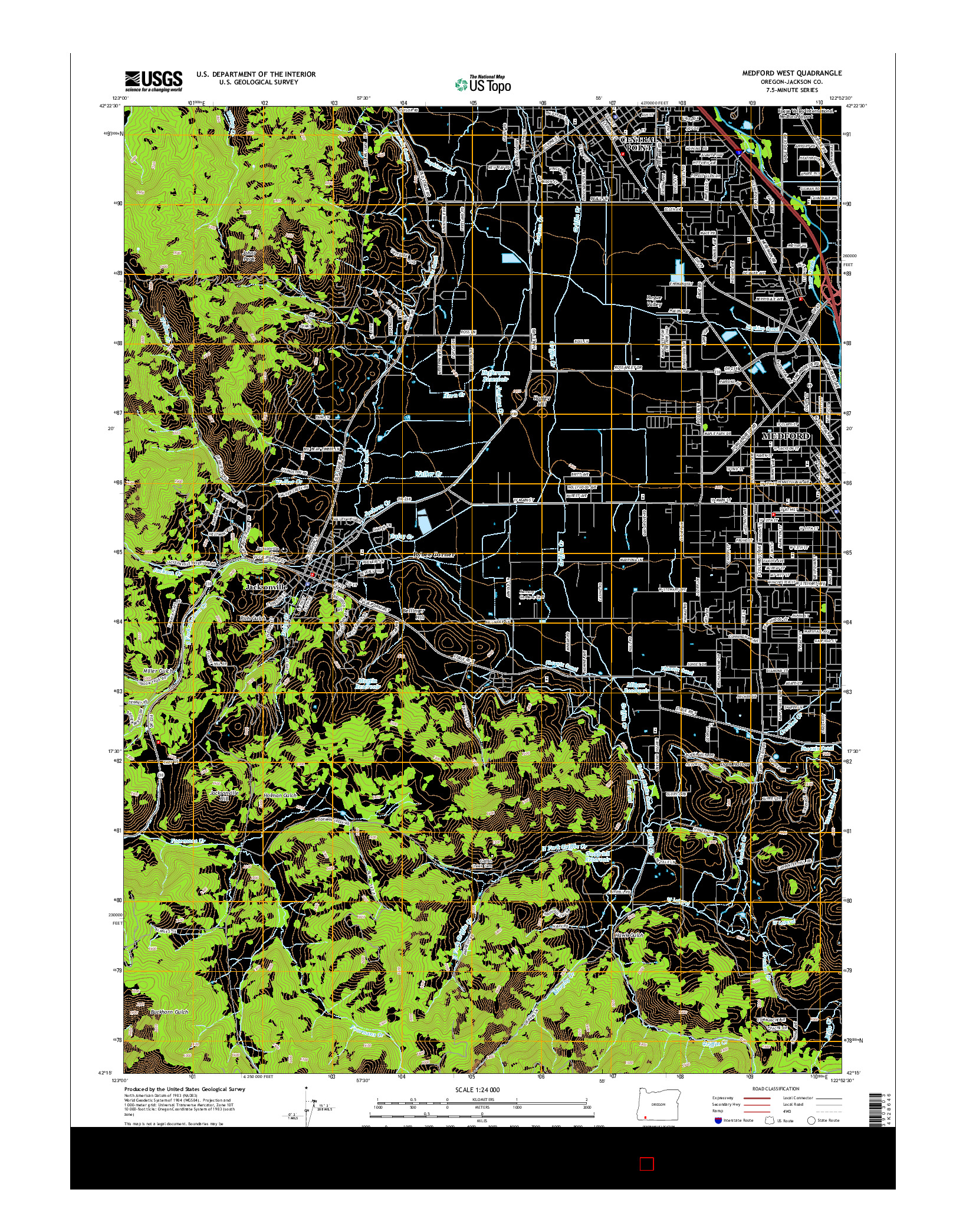 USGS US TOPO 7.5-MINUTE MAP FOR MEDFORD WEST, OR 2014