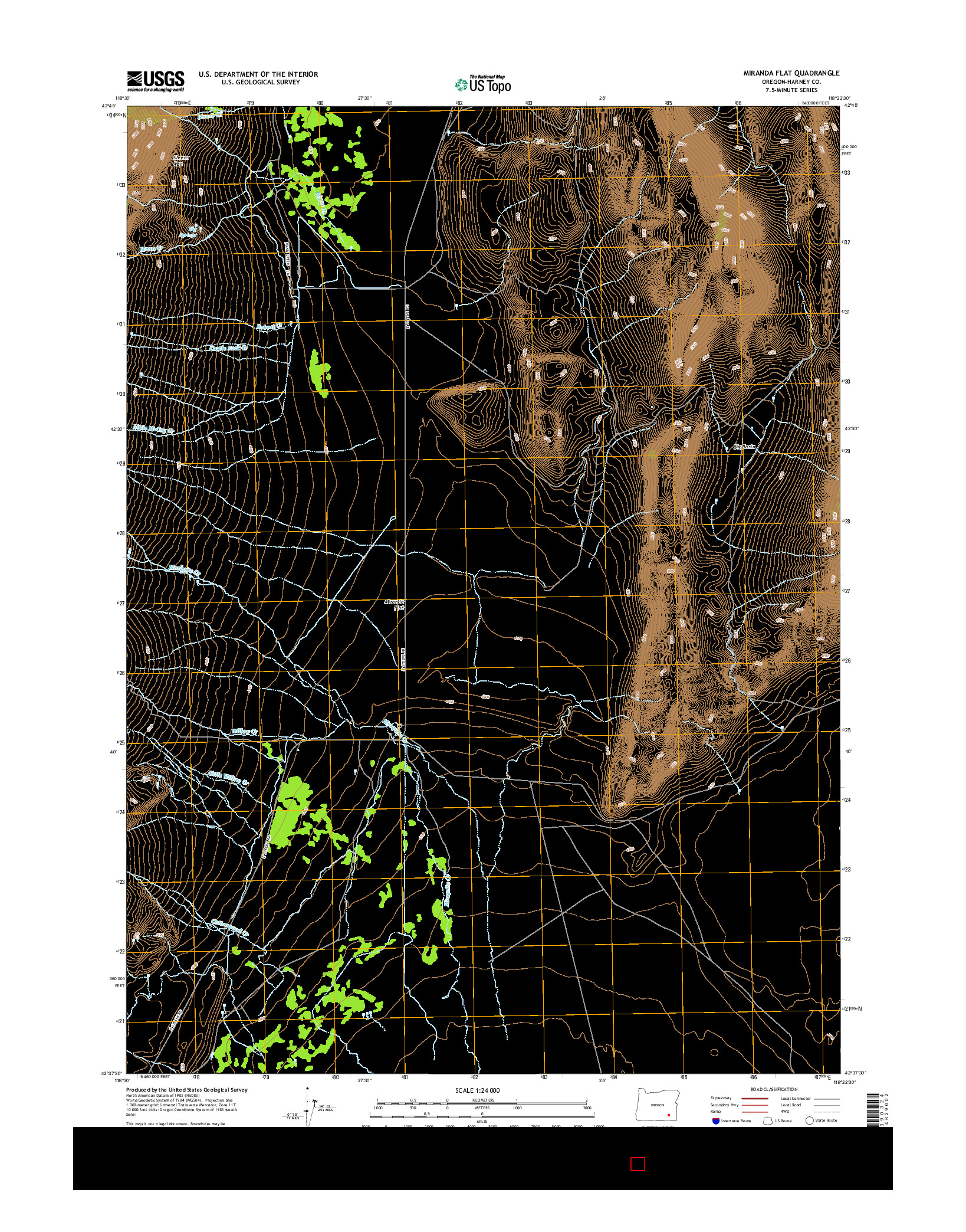 USGS US TOPO 7.5-MINUTE MAP FOR MIRANDA FLAT, OR 2014