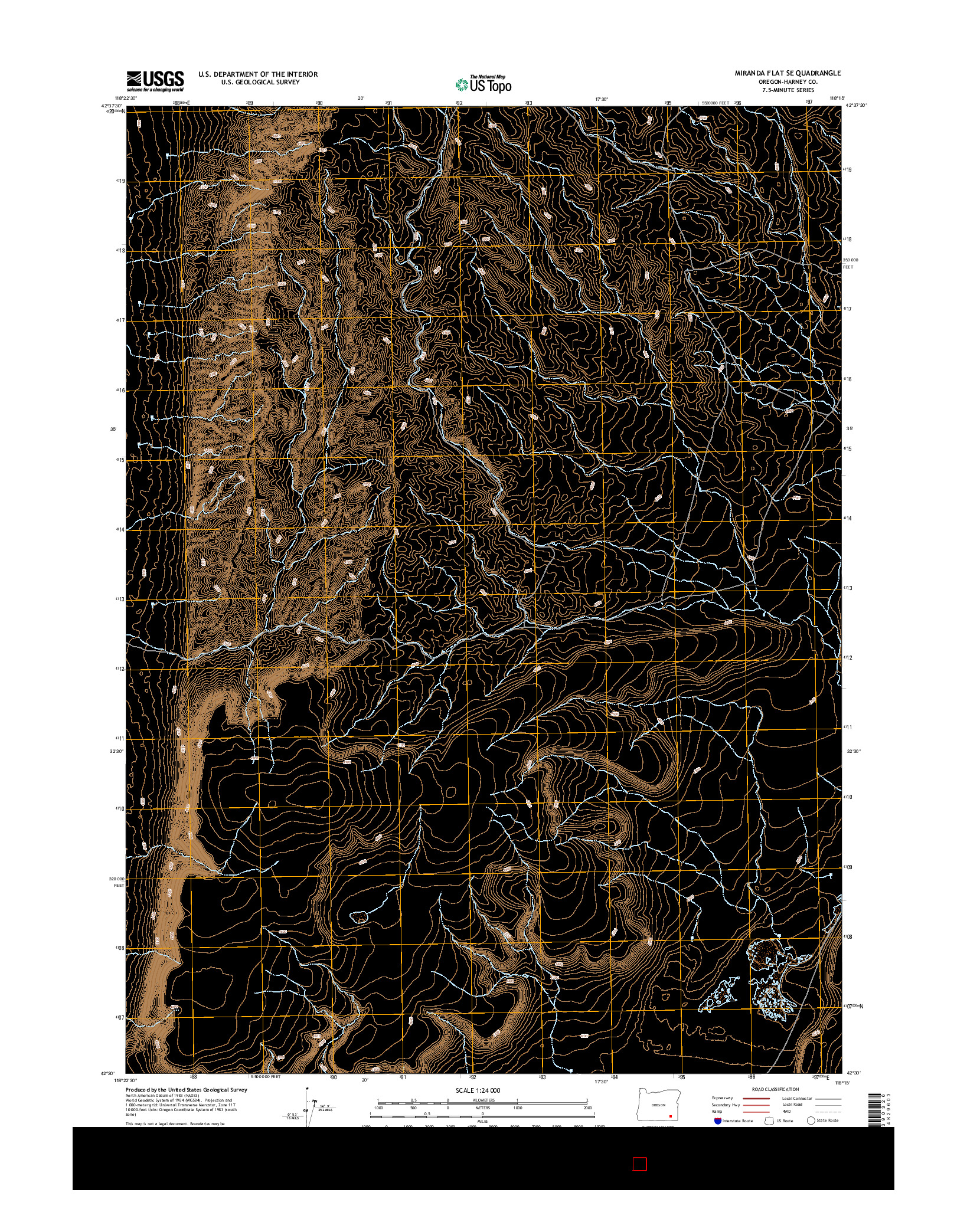 USGS US TOPO 7.5-MINUTE MAP FOR MIRANDA FLAT SE, OR 2014