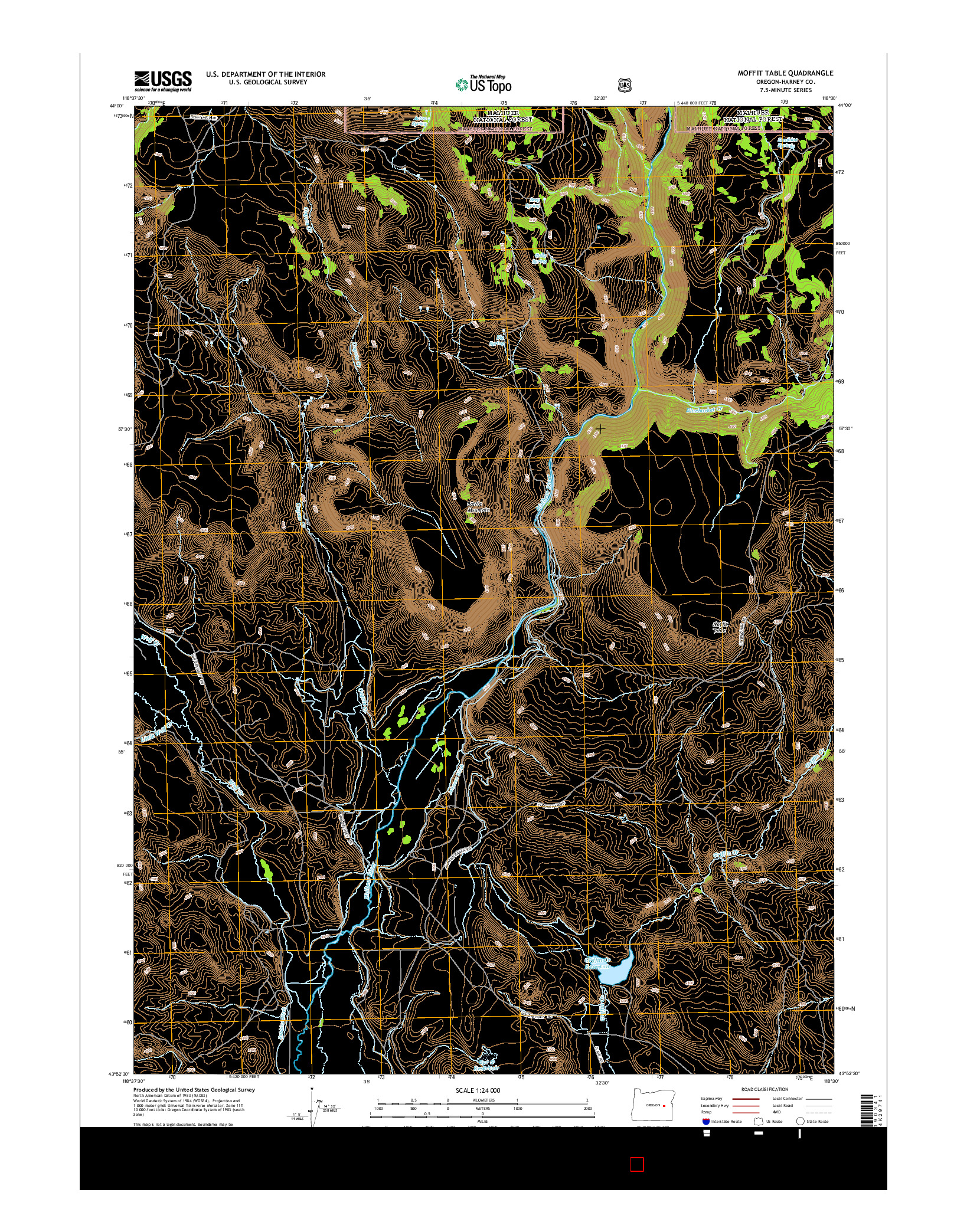 USGS US TOPO 7.5-MINUTE MAP FOR MOFFIT TABLE, OR 2014