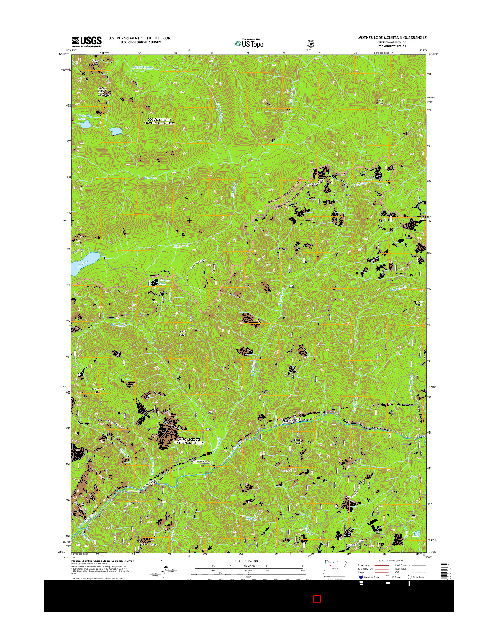 USGS US TOPO 7.5-MINUTE MAP FOR MOTHER LODE MOUNTAIN, OR 2014