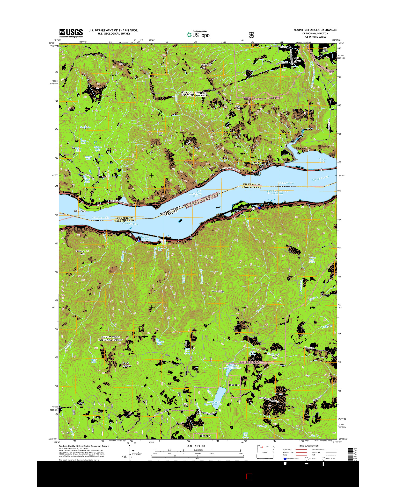 USGS US TOPO 7.5-MINUTE MAP FOR MOUNT DEFIANCE, OR-WA 2014