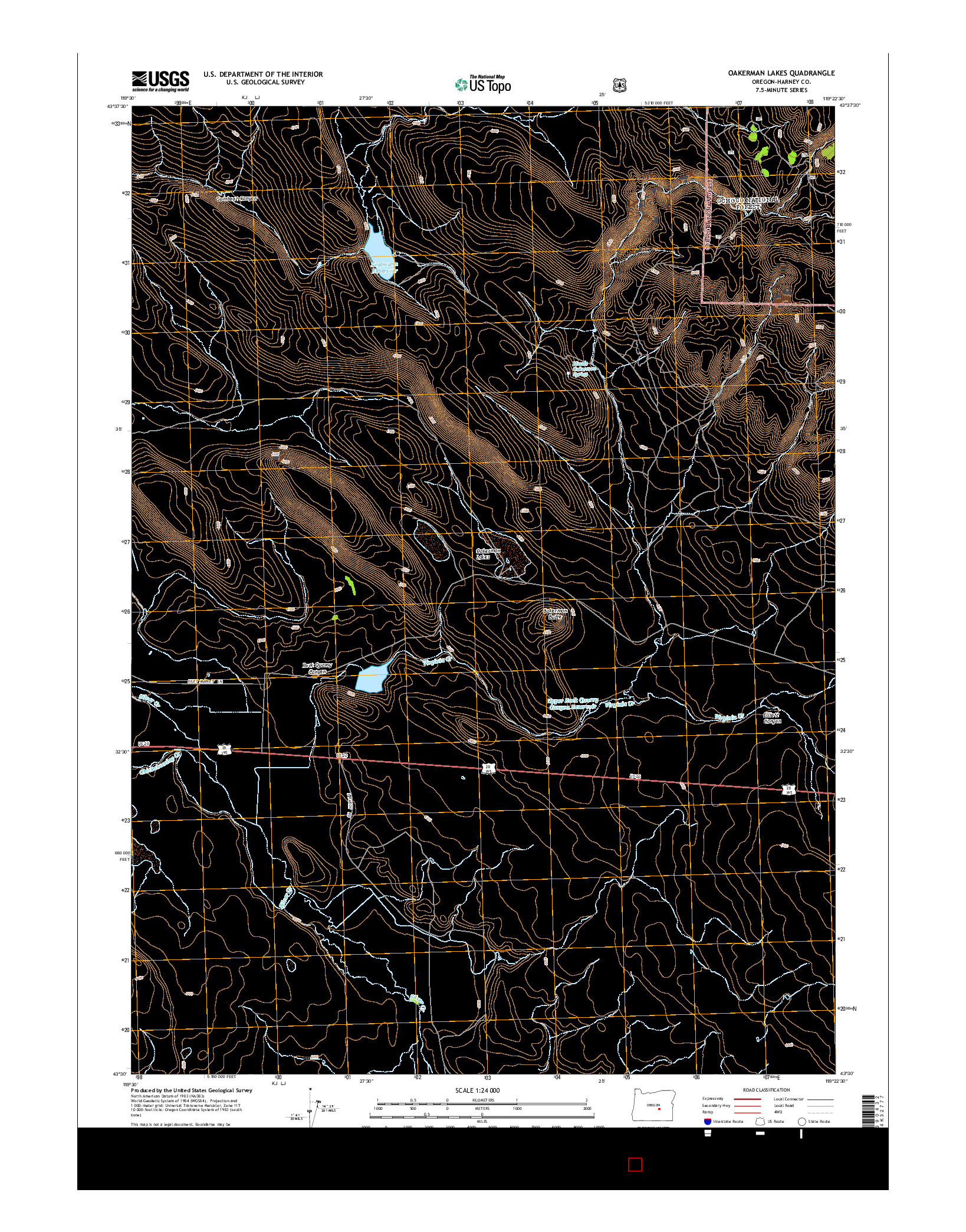 USGS US TOPO 7.5-MINUTE MAP FOR OAKERMAN LAKES, OR 2014