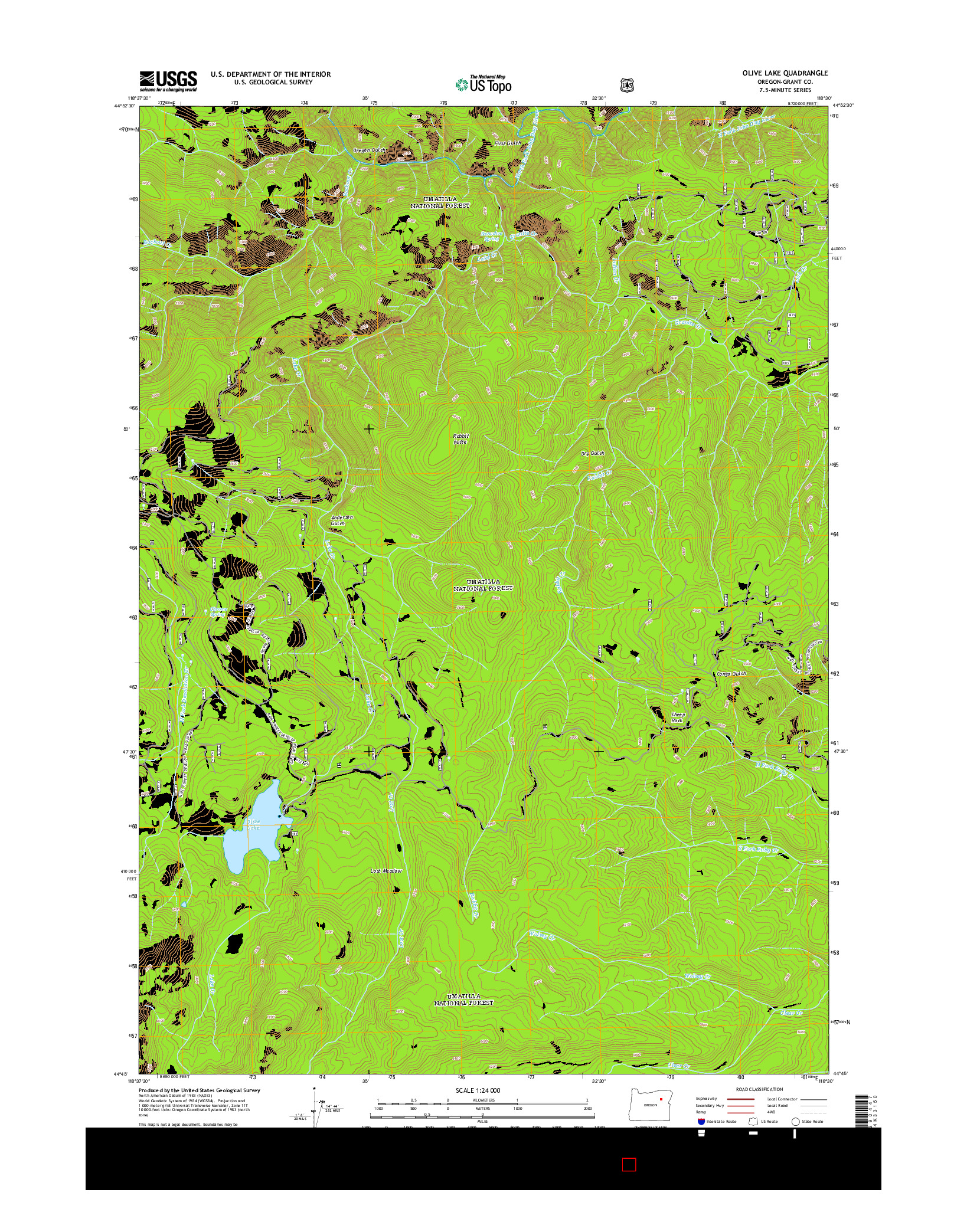 USGS US TOPO 7.5-MINUTE MAP FOR OLIVE LAKE, OR 2014