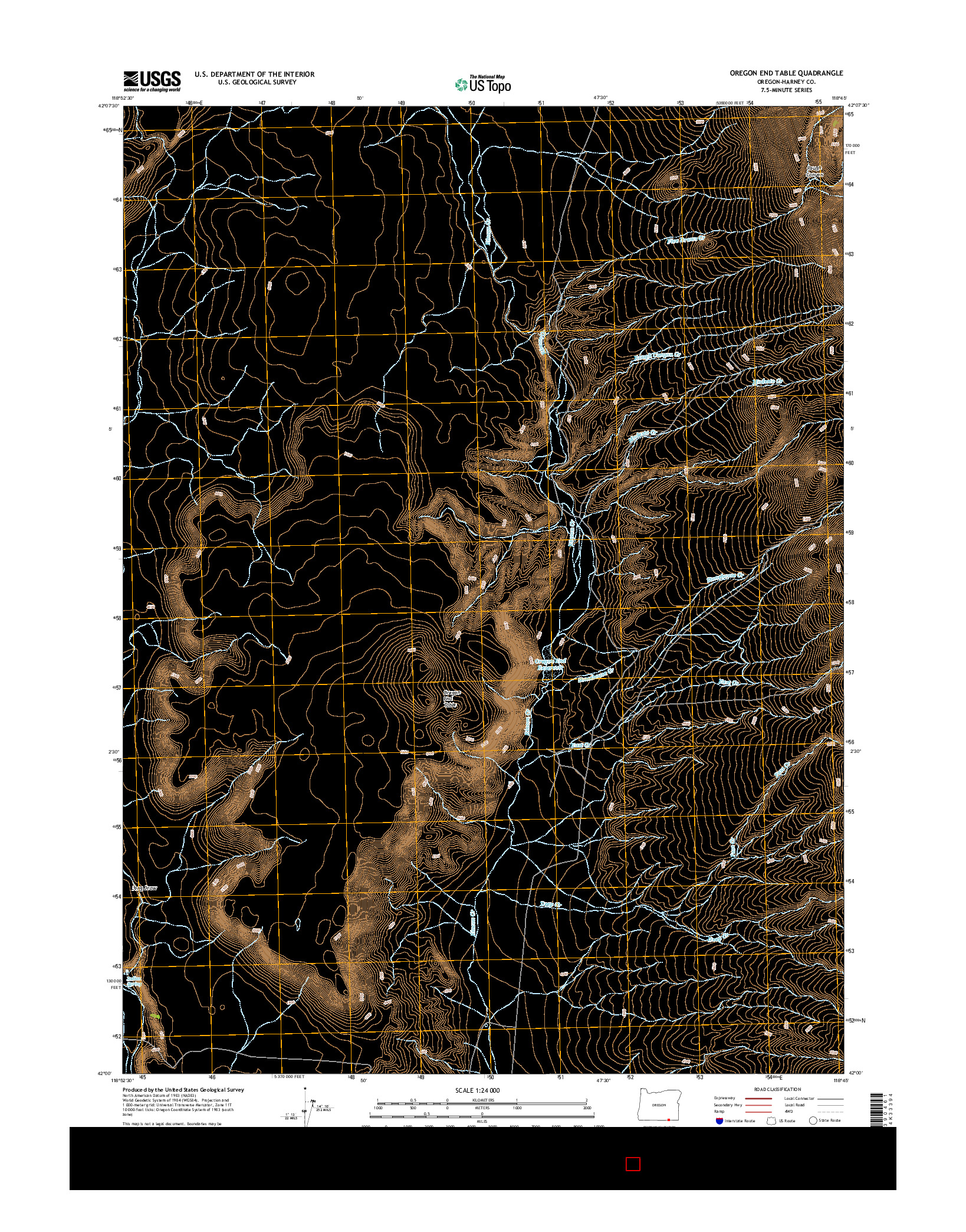 USGS US TOPO 7.5-MINUTE MAP FOR OREGON END TABLE, OR 2014