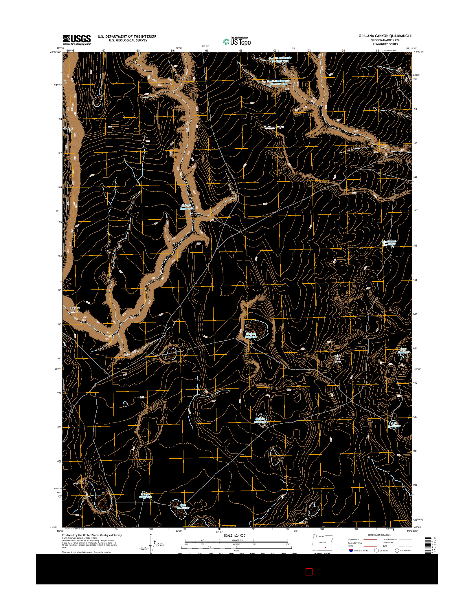 USGS US TOPO 7.5-MINUTE MAP FOR OREJANA CANYON, OR 2014