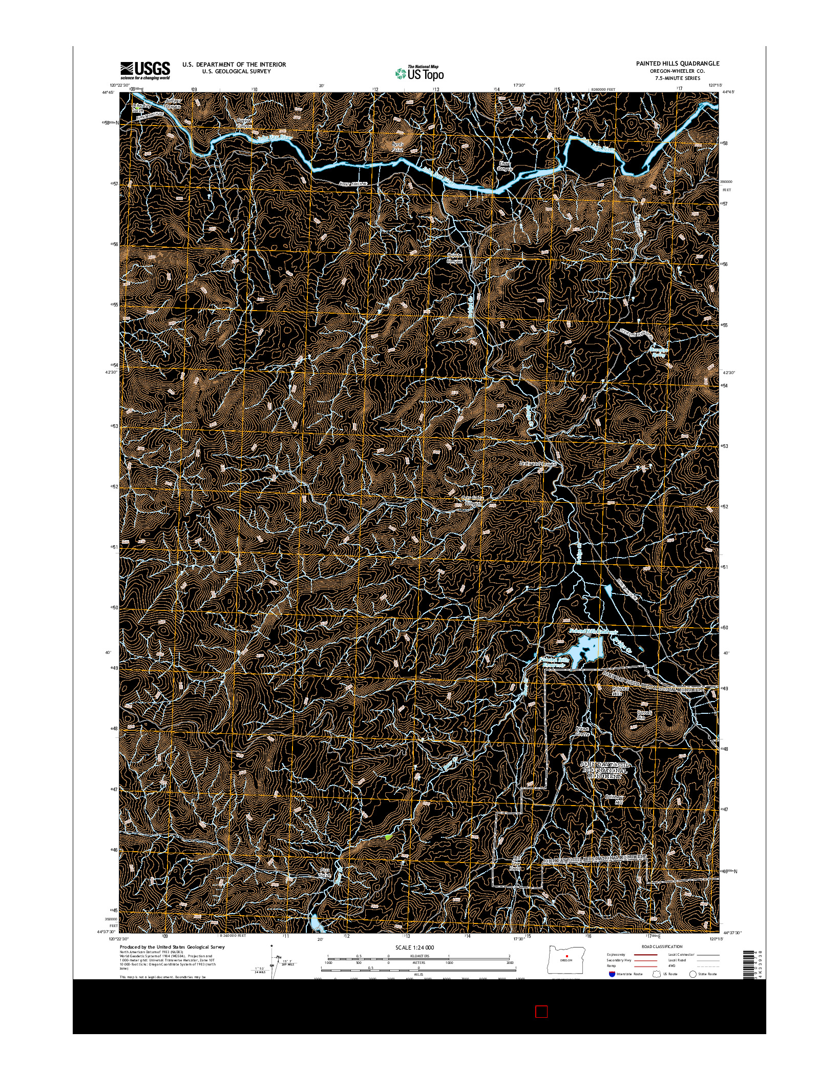 USGS US TOPO 7.5-MINUTE MAP FOR PAINTED HILLS, OR 2014