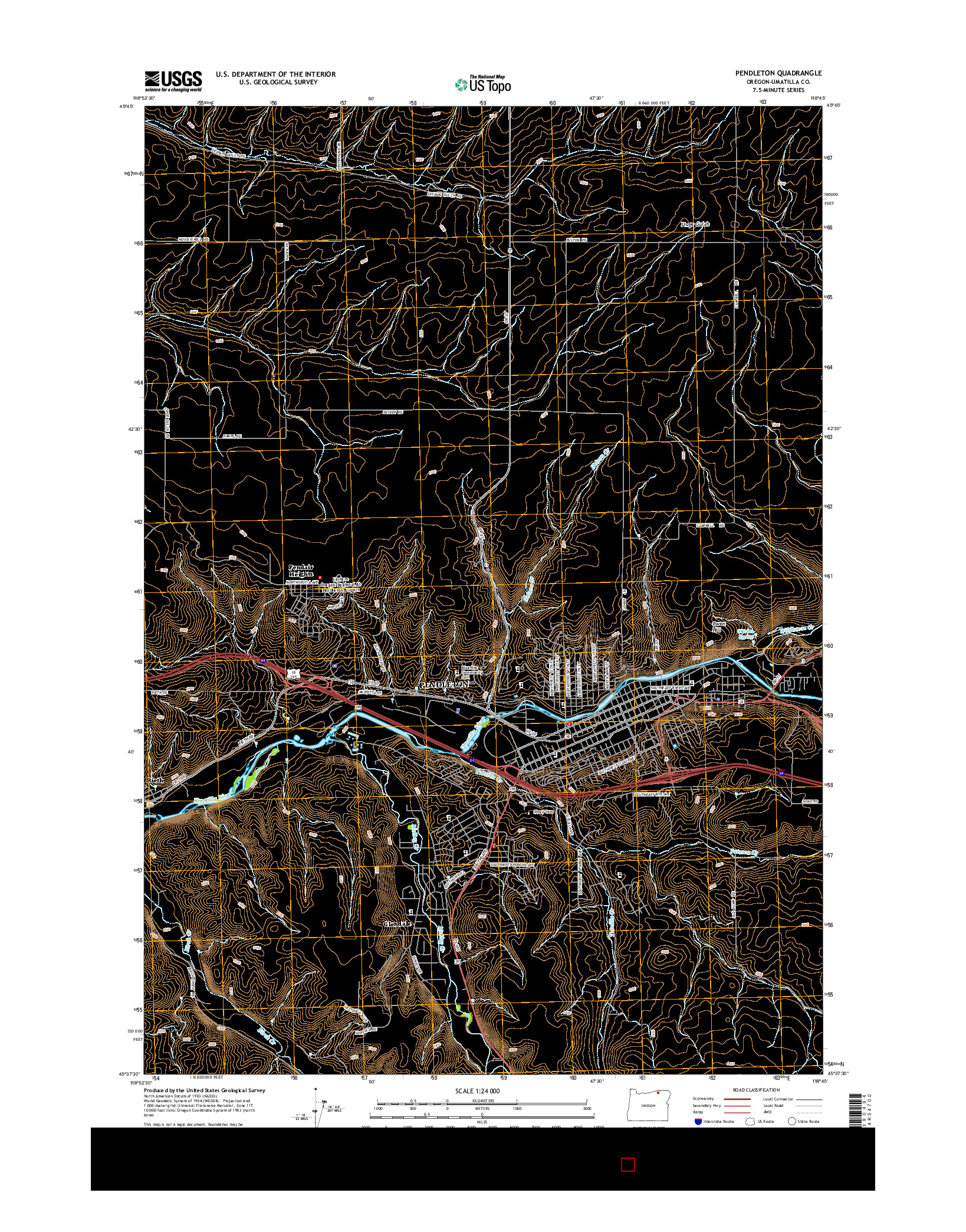 USGS US TOPO 7.5-MINUTE MAP FOR PENDLETON, OR 2014