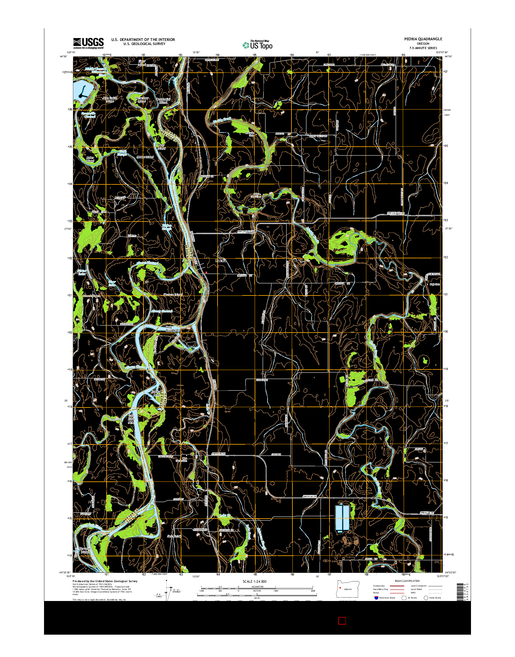 USGS US TOPO 7.5-MINUTE MAP FOR PEORIA, OR 2014