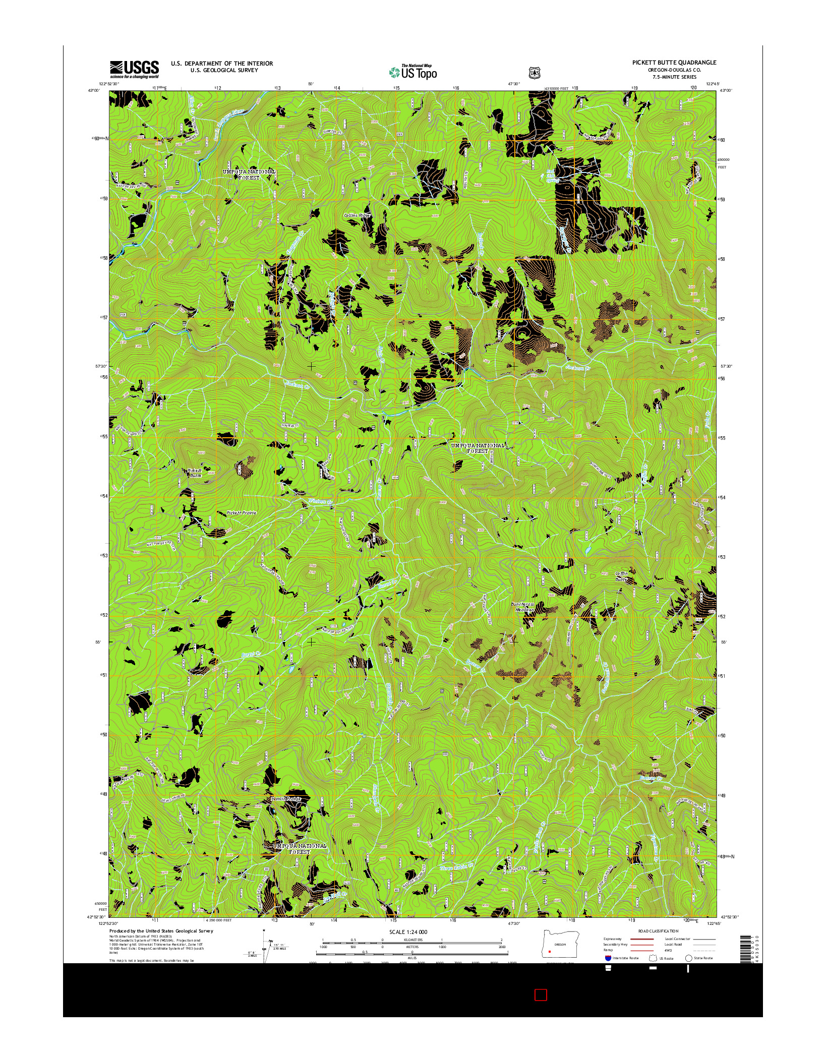 USGS US TOPO 7.5-MINUTE MAP FOR PICKETT BUTTE, OR 2014