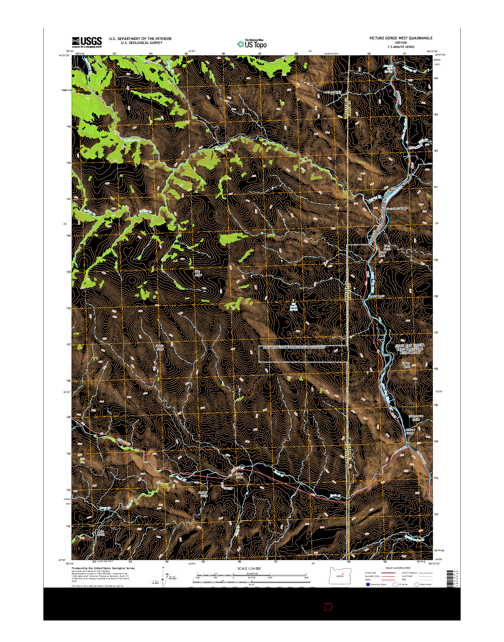 USGS US TOPO 7.5-MINUTE MAP FOR PICTURE GORGE WEST, OR 2014