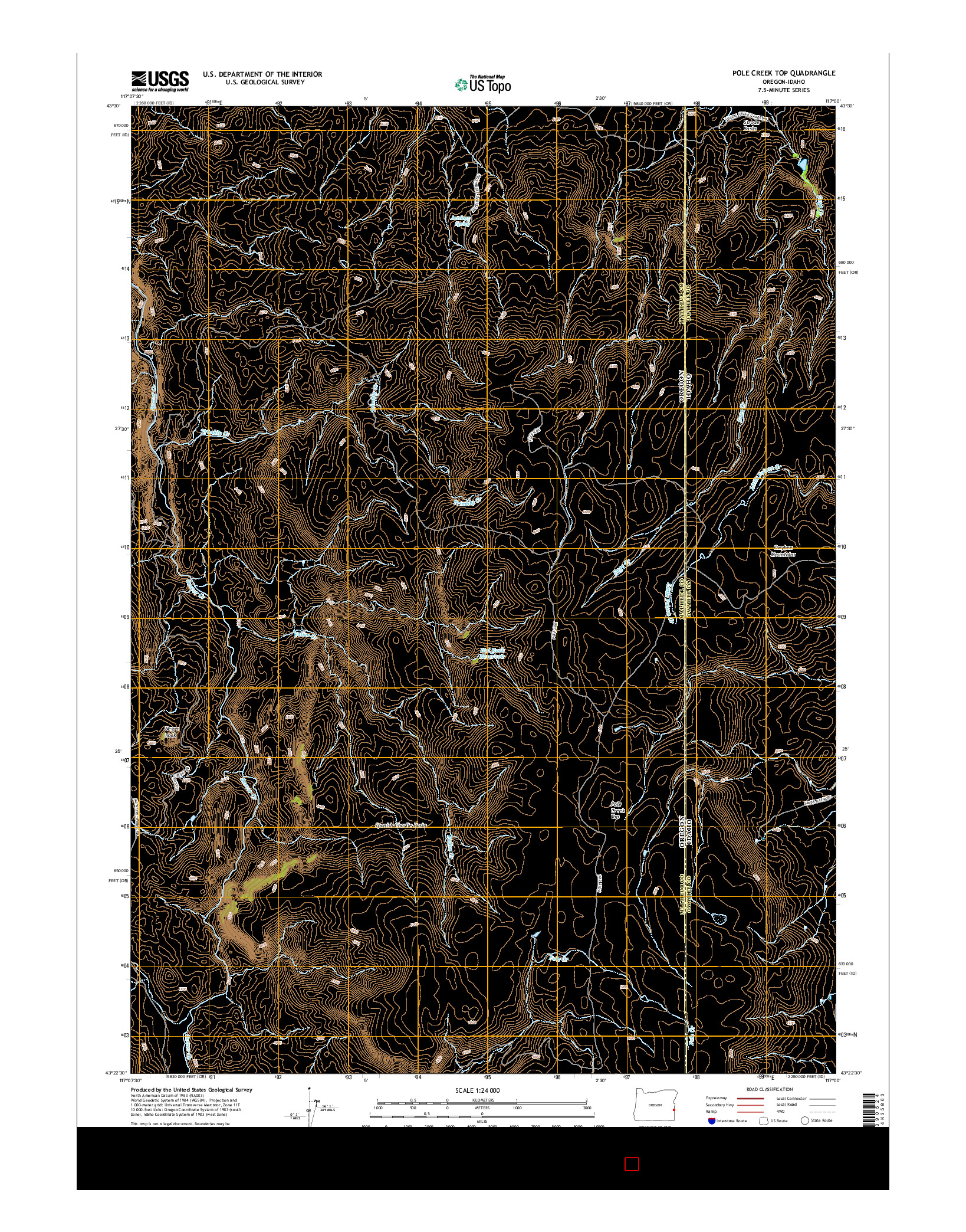 USGS US TOPO 7.5-MINUTE MAP FOR POLE CREEK TOP, OR-ID 2014