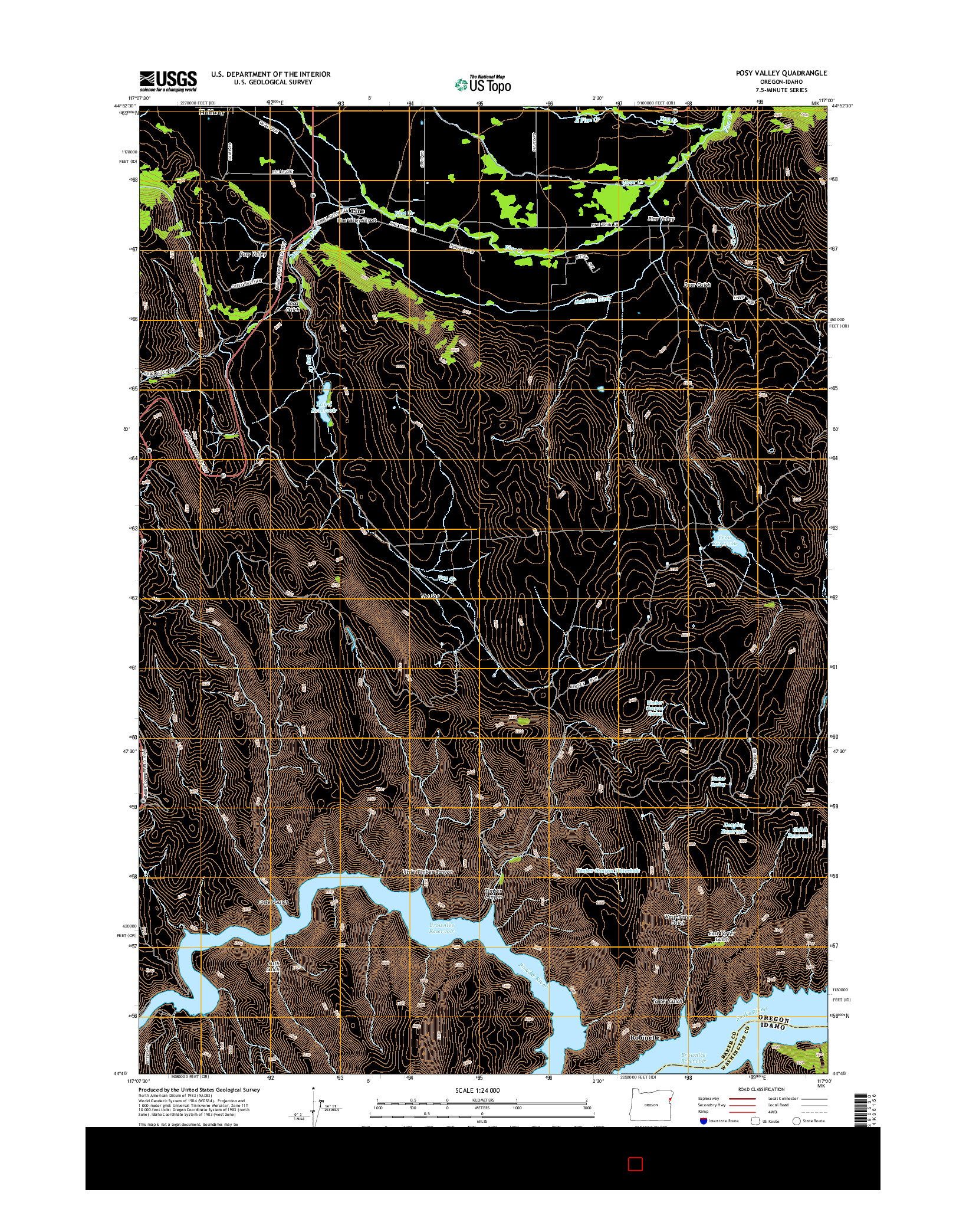 USGS US TOPO 7.5-MINUTE MAP FOR POSY VALLEY, OR-ID 2014