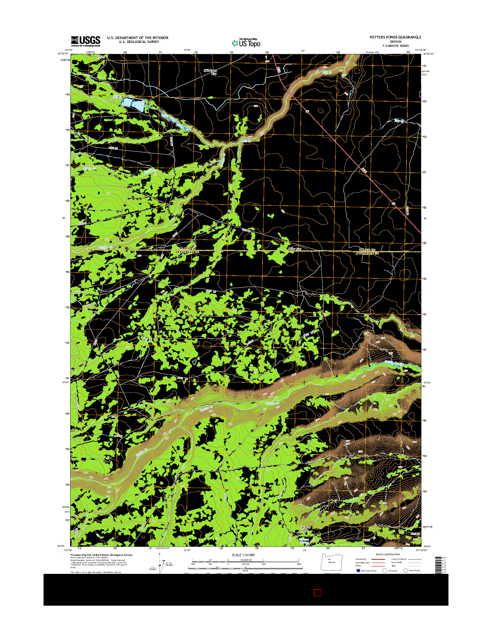 USGS US TOPO 7.5-MINUTE MAP FOR POTTERS PONDS, OR 2014