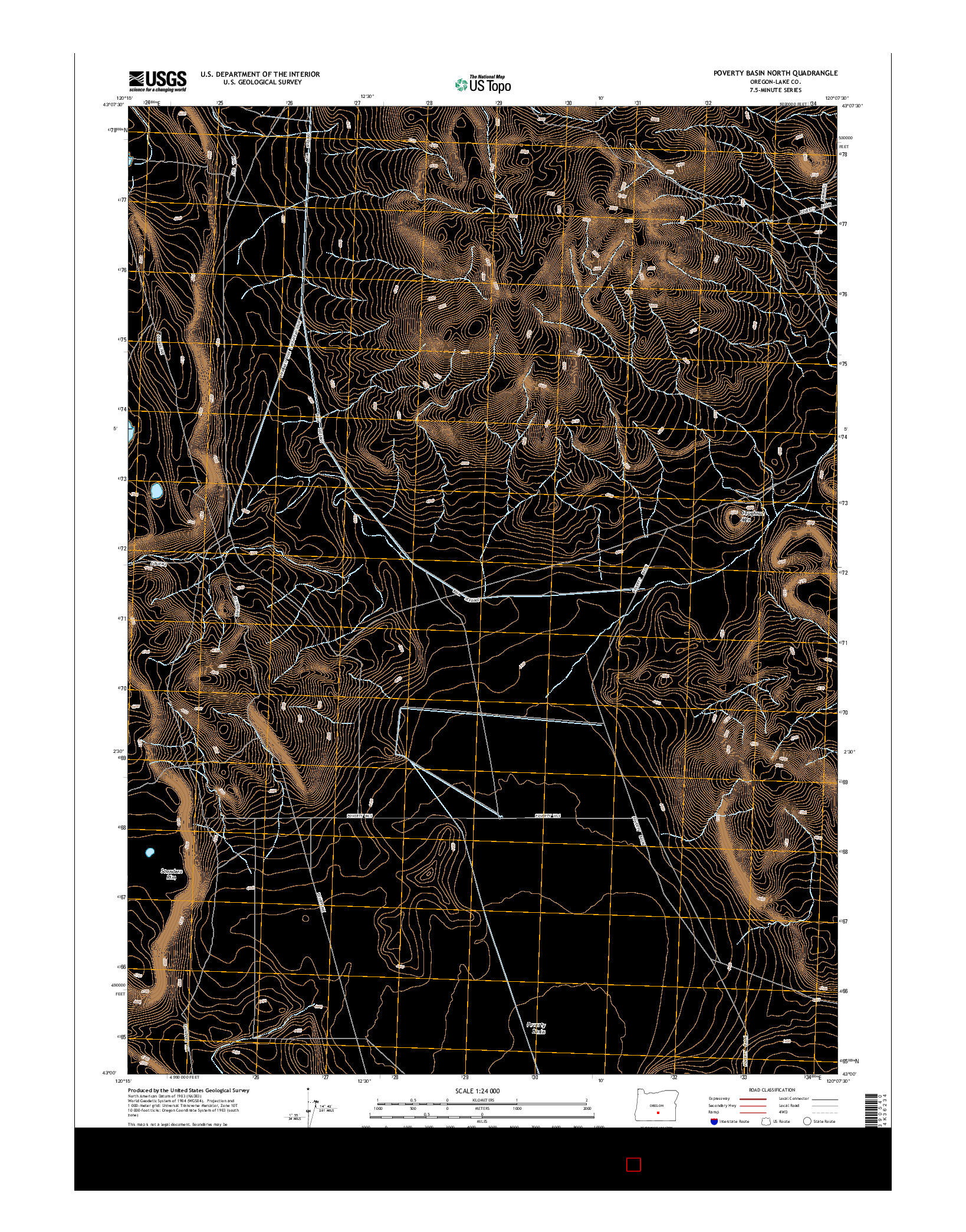 USGS US TOPO 7.5-MINUTE MAP FOR POVERTY BASIN NORTH, OR 2014