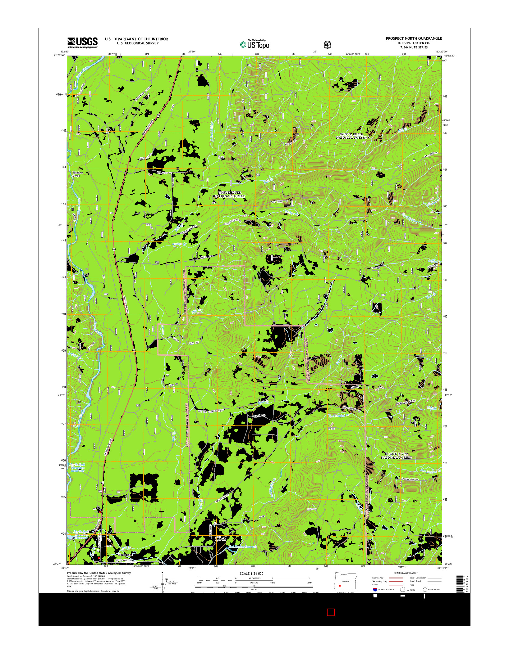 USGS US TOPO 7.5-MINUTE MAP FOR PROSPECT NORTH, OR 2014
